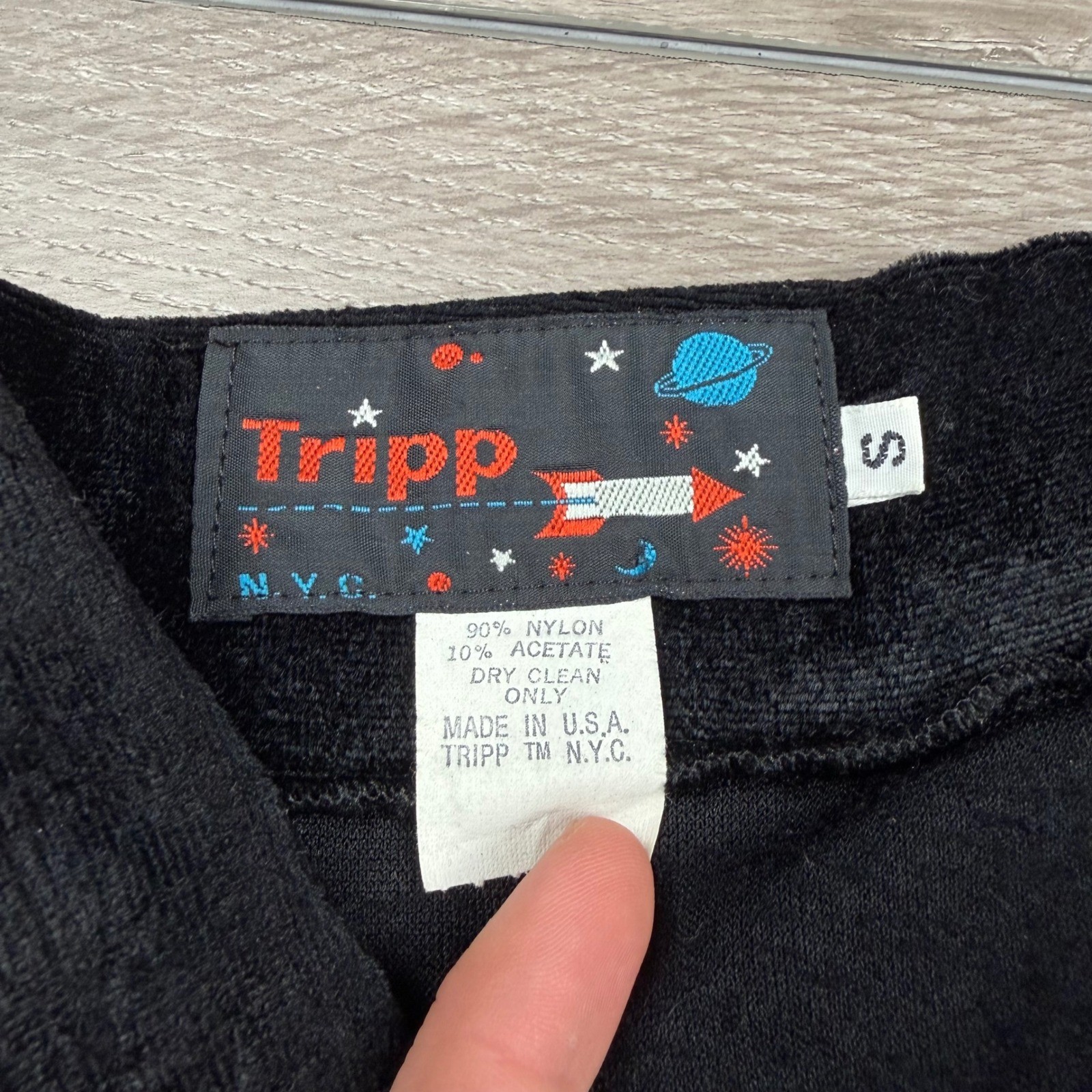 Tripp NYC Women Skirt Vintage Velvet Asymmetric Drape Goth Black S