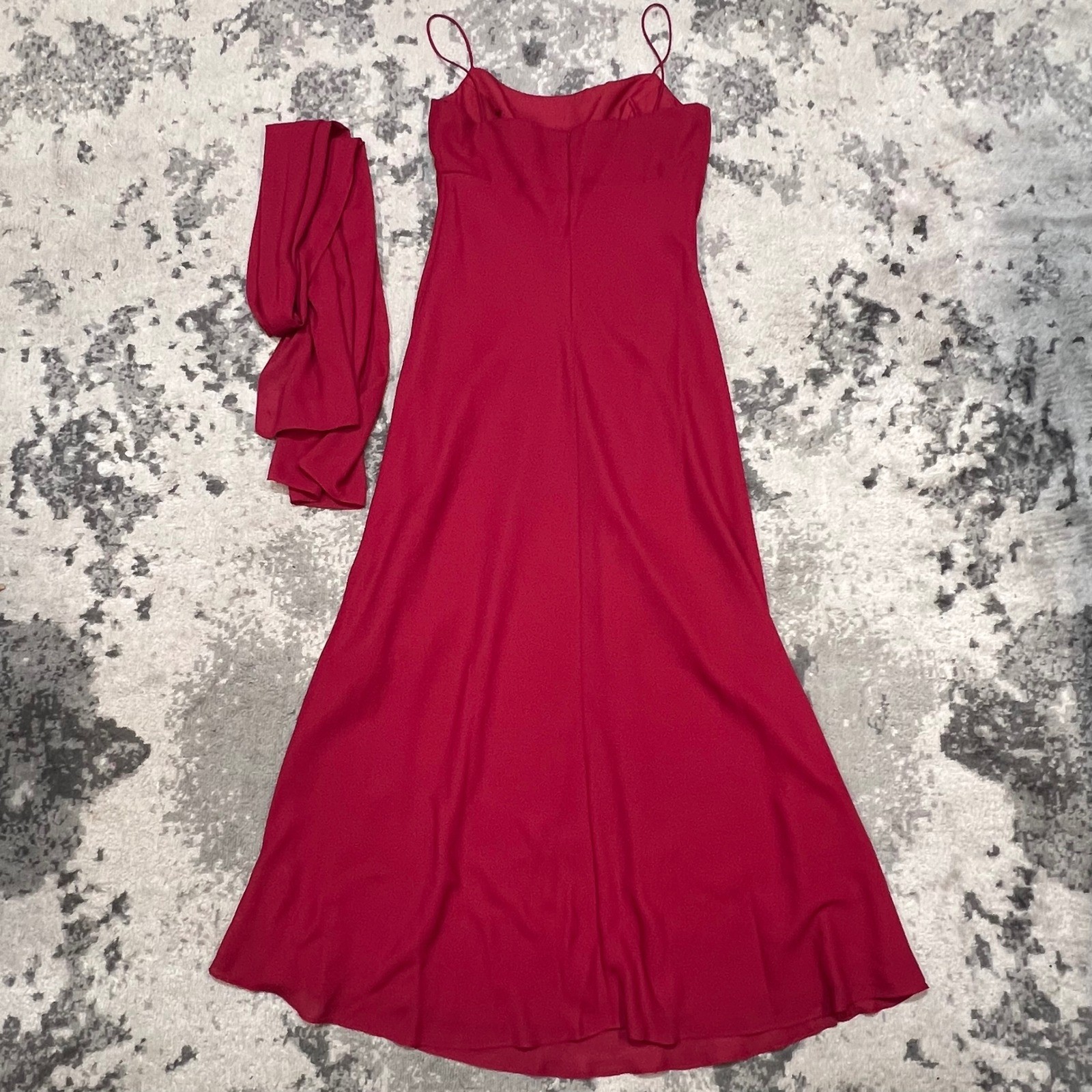 Michaelangelo Vintage Red Cowl Neck Evening Gown with Matching Shawl Size 12