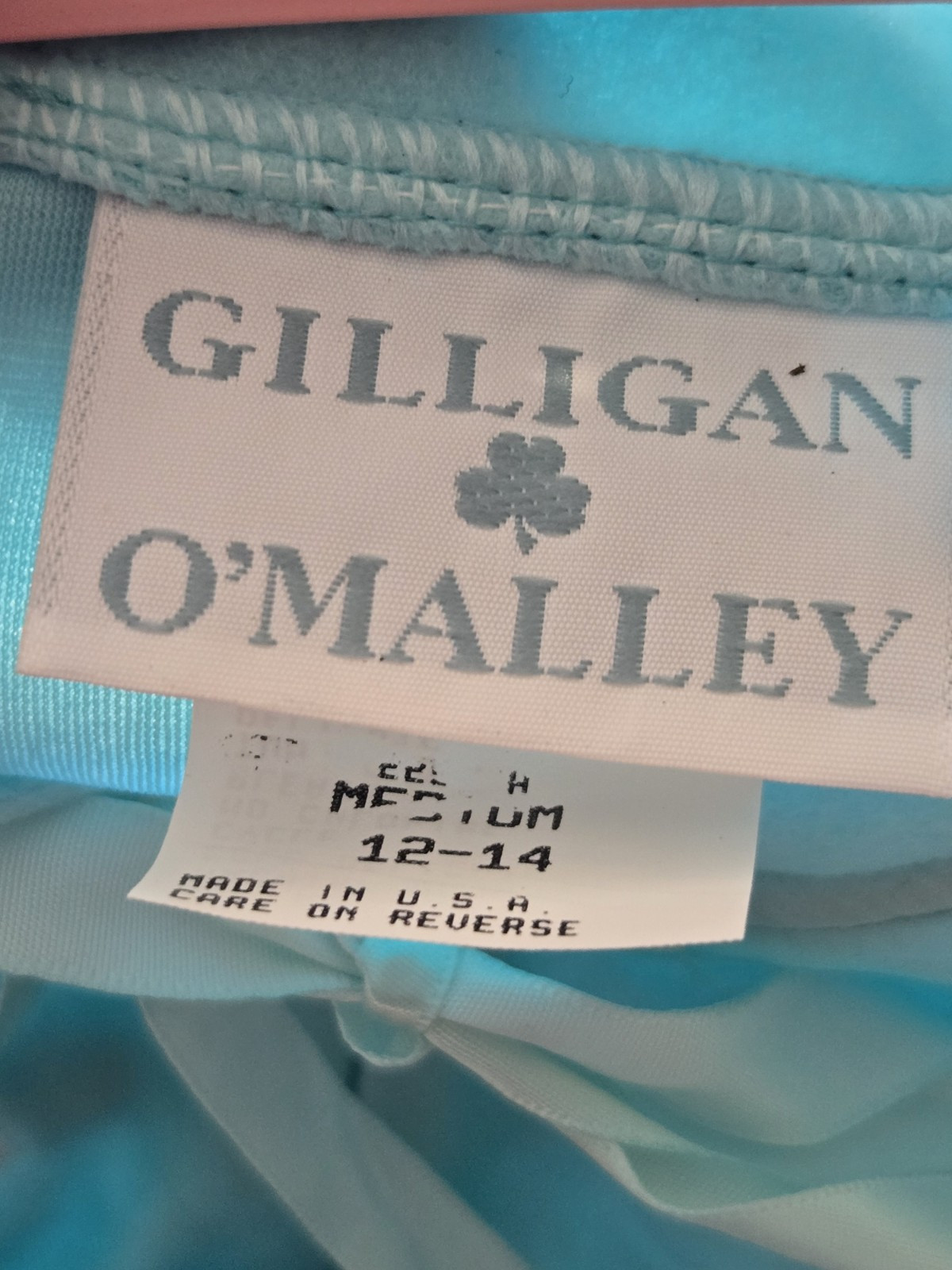 Vintage 1970s NWT Gilligan O’Malley Flannel Robe Prtl Zip Light Teal Sz M 12-14