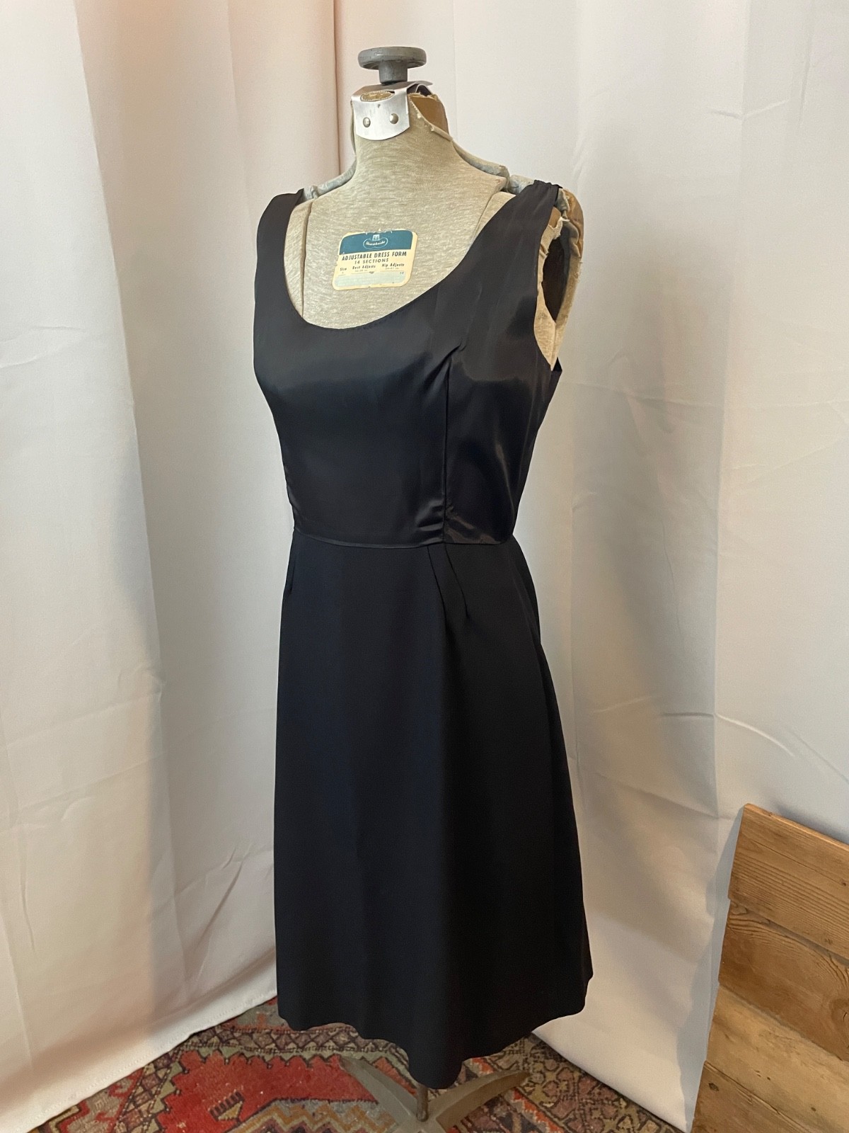 Black Mini Dress Sheer Ruffles Bow Pink Rose 1950s Vintage Coquette Twee 11 S XS