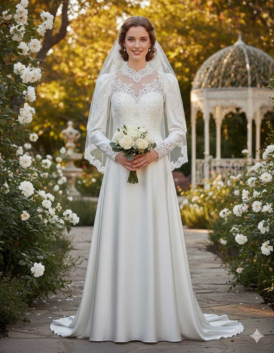Union Made Vintage Cathedral Train Wedding Gown Size 16