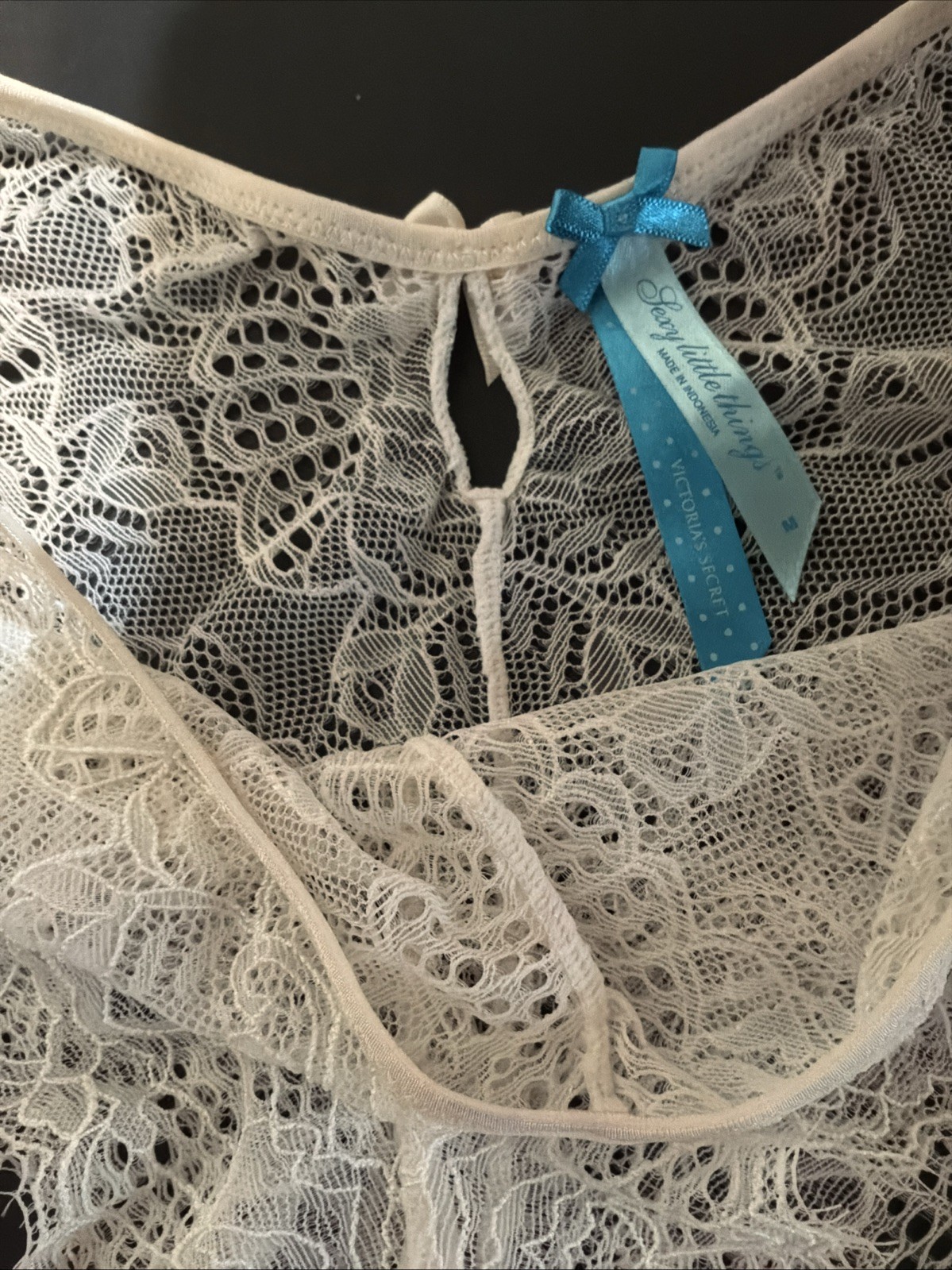 VTG Victoria’s Secret M Coconut Sexy Little Things Lace Panties RARE BLUE LABEL