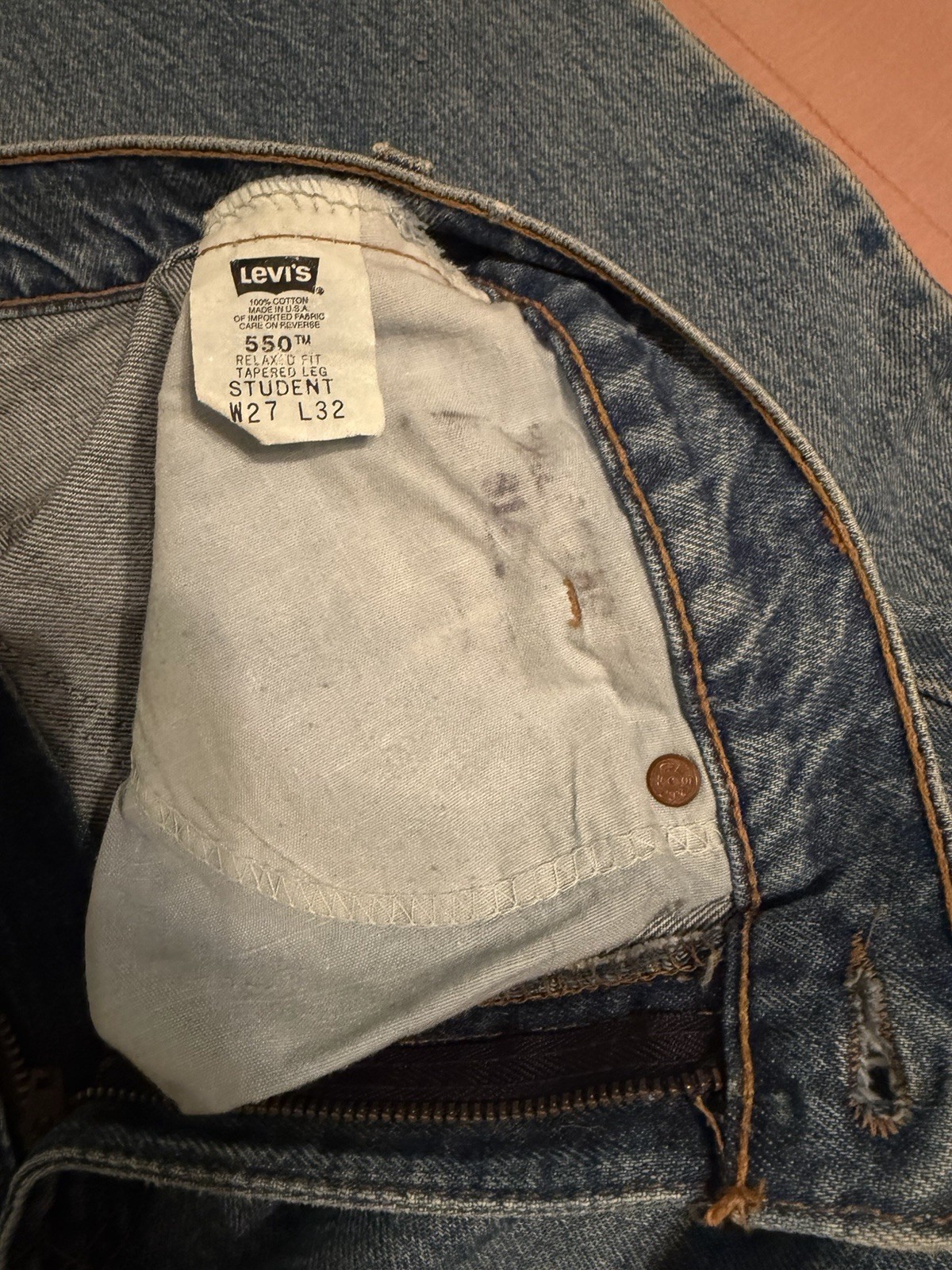 Levi Jean 27×32 Orange Tab 550 Relaxed Fit Tapered Leg Student