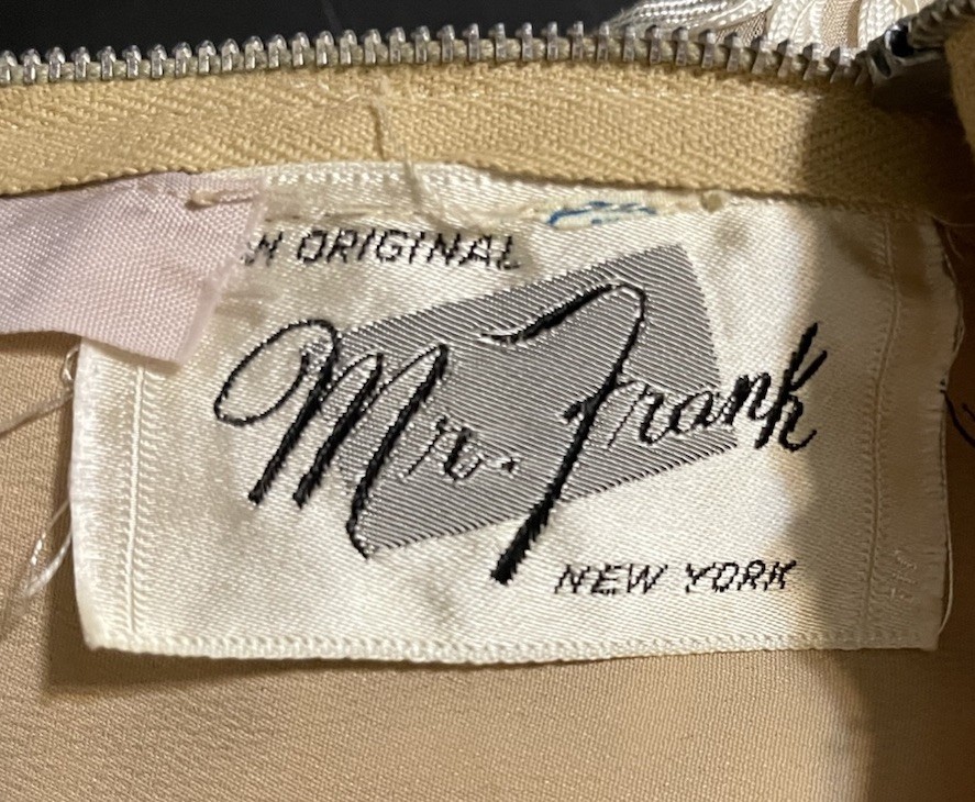 Vintage Mr Frank New York Dress 1950s 60s Ribbon Lace Illusion Wiggle Sheath S
