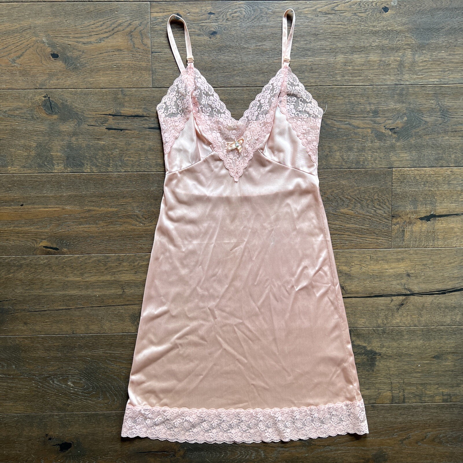 Vintage Sliperfection Womens 34 Pink Nylon Tricot/Lace Full Slip Antron III