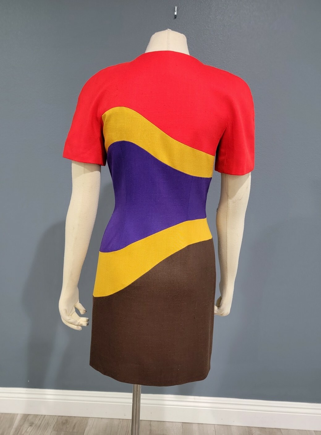 Vintage CONSTANCE SAUNDERS color block mini dress 2