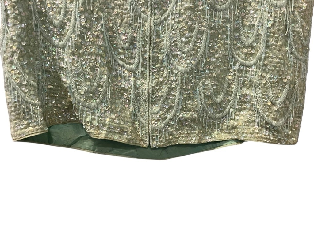 Vintage 60’s Alexander’s Wool Beaded Fringe Sequins Formal Top Size 40 Embroider