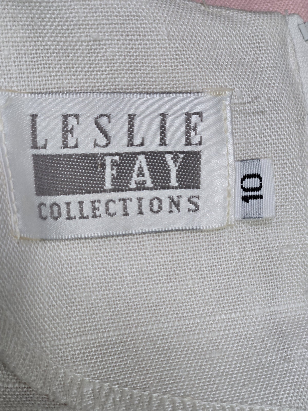 Womens Vintage White & Peach Sheath Dress By Leslie Fay Size 10