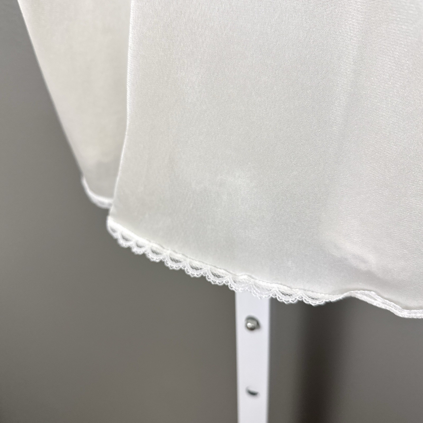 Vintage Briar Creek Camisole USA Nylon Wide Lace Trim Off White Cream Large Cami