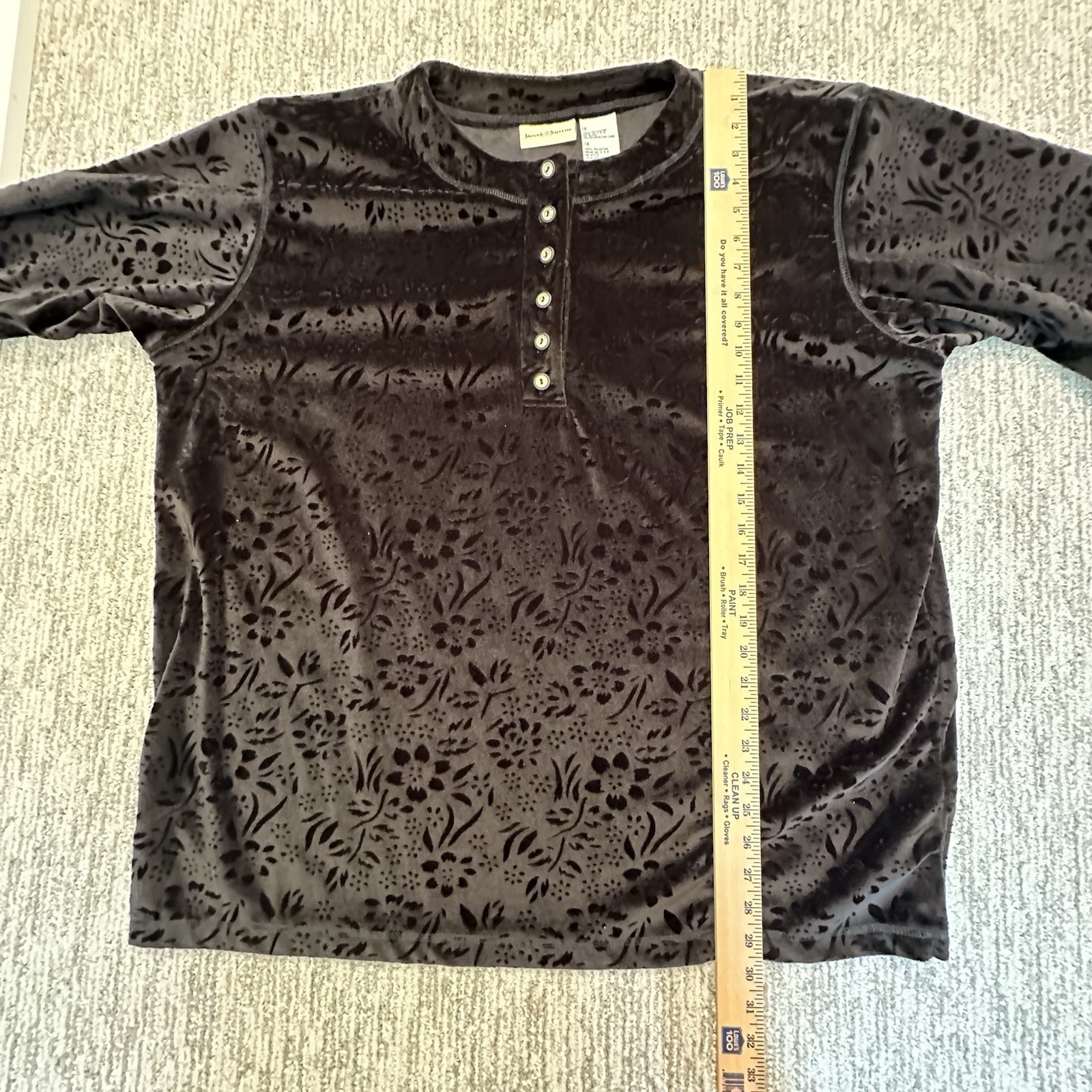 Vtg 90s Jaclyn Smith Women’s 1X Velvety Velour Black Embossed USA