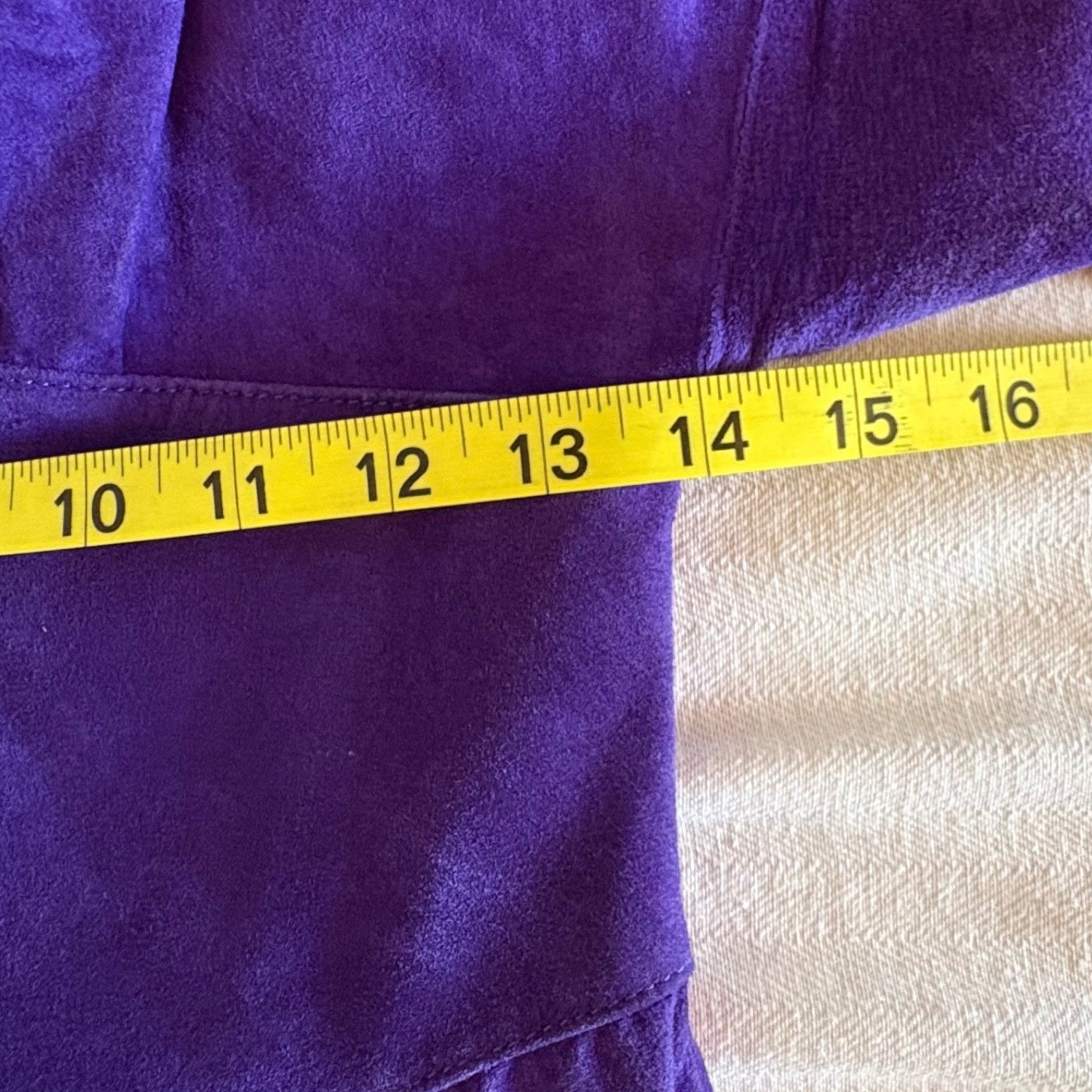 Pia Rucci Vintage 80s Purple Suede Leather Midi Dress 3/4 Sleeve Pockets Women 4