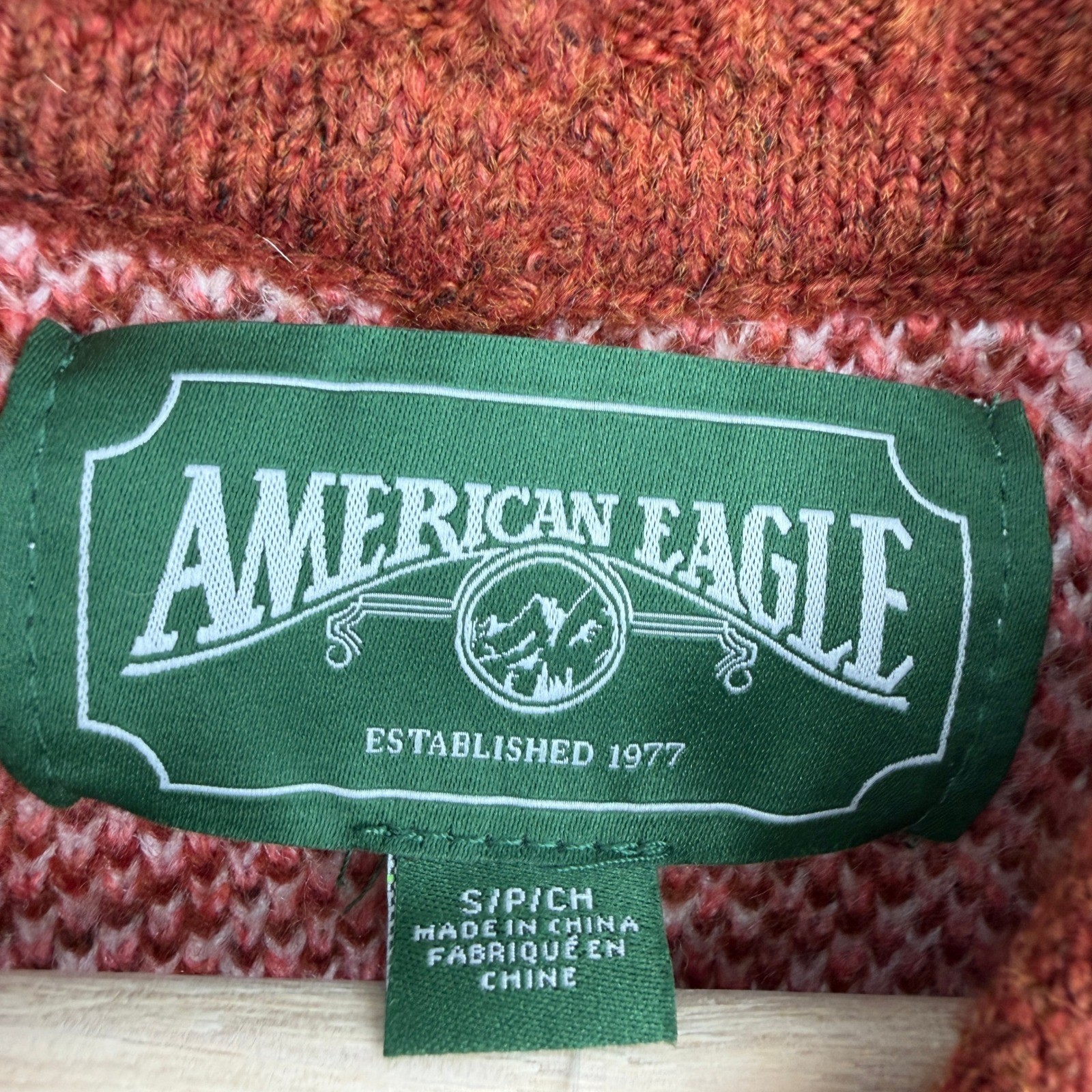 New American Eagle Crop Retro Fair Isle Sweater Size S