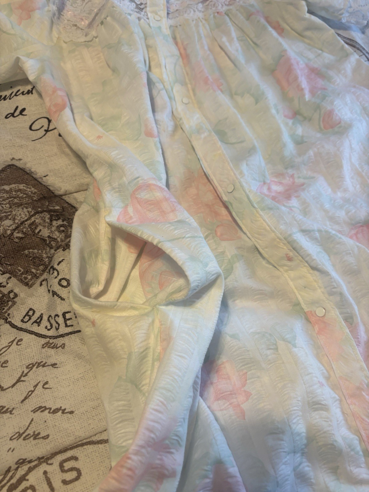 Vintage Komar Floral House Nightgown Lace Prairie Grandmacore Cottagecore Sz S