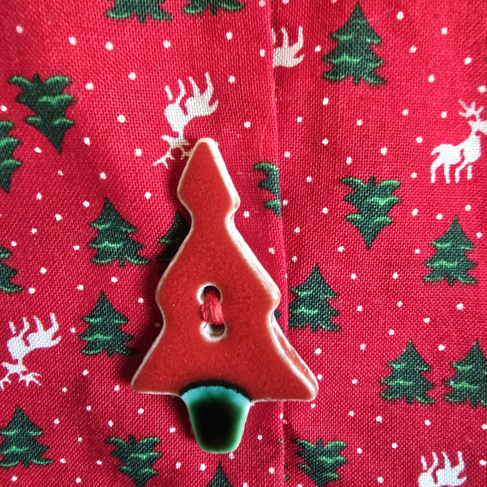 Vtg Dogwood Lane Dress Jumper S Red Fun Ceramic Buttons Festive 1 Front Pocket