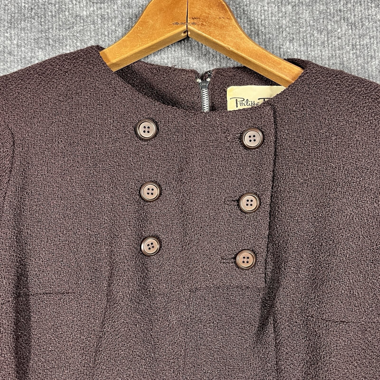 VINTAGE 50s 60s Philippe Tournaye Jacket Womens Size XS/ S Blazer Brown Wool