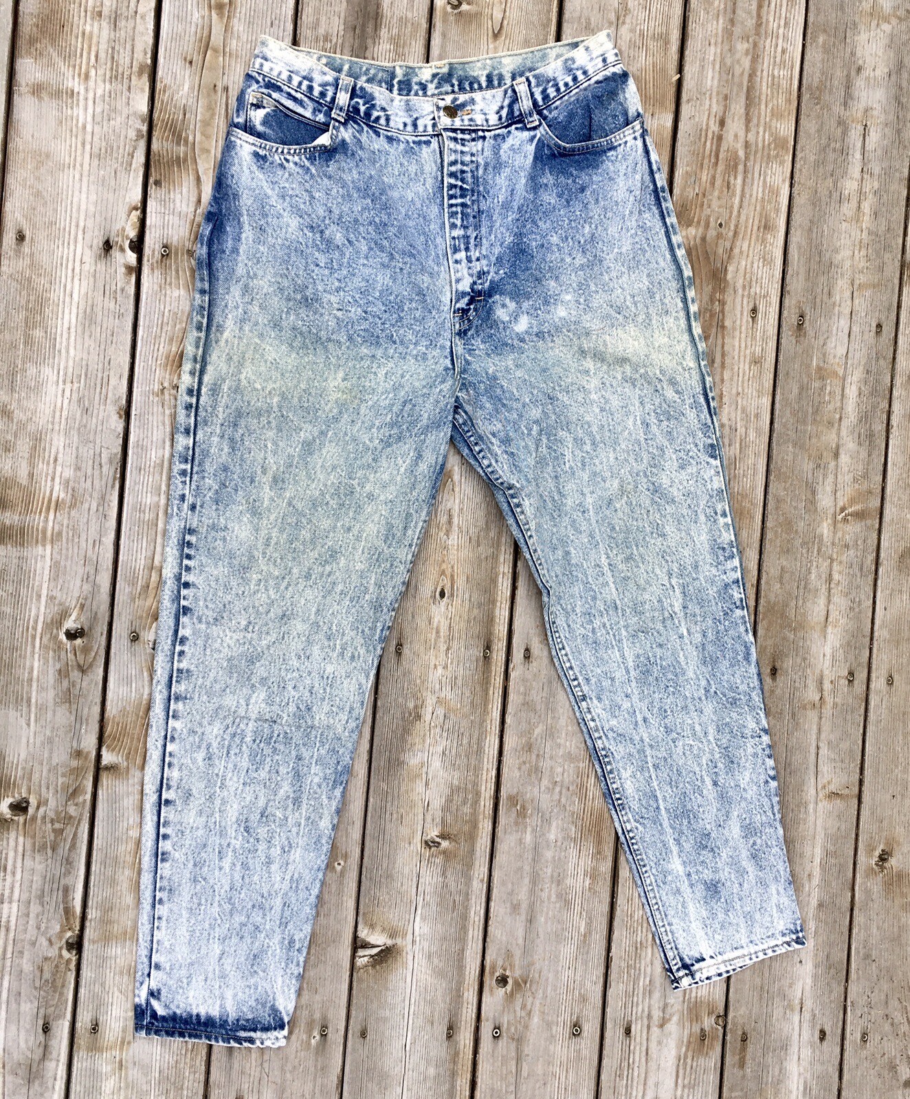 VINTAGE No Excuses Jeans Gear Blue High Waisted Acid Wash Distressed 32 X 28