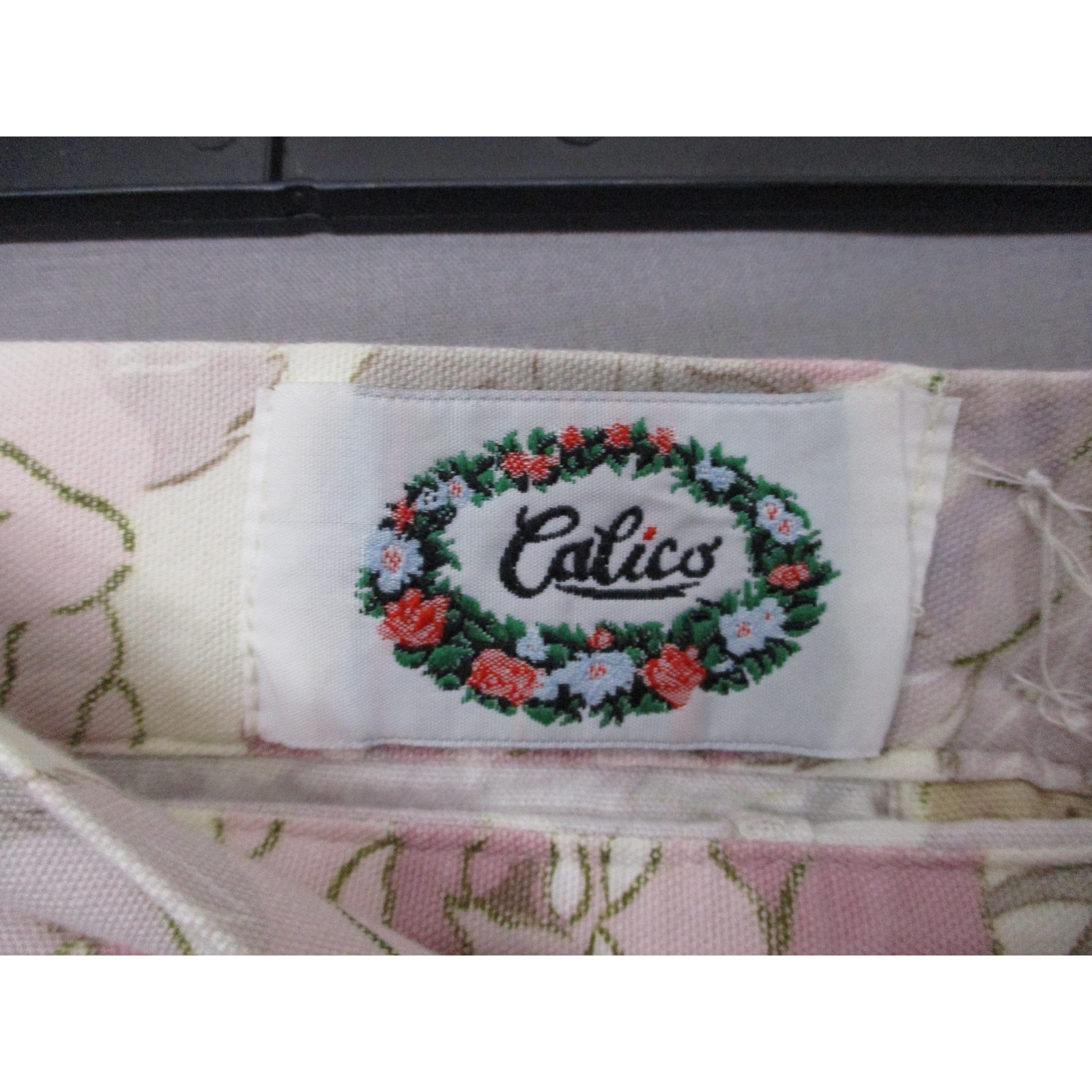 Calico Pink Gray Floral Vintage Boho Chic Aline Skirt Womens Size Large