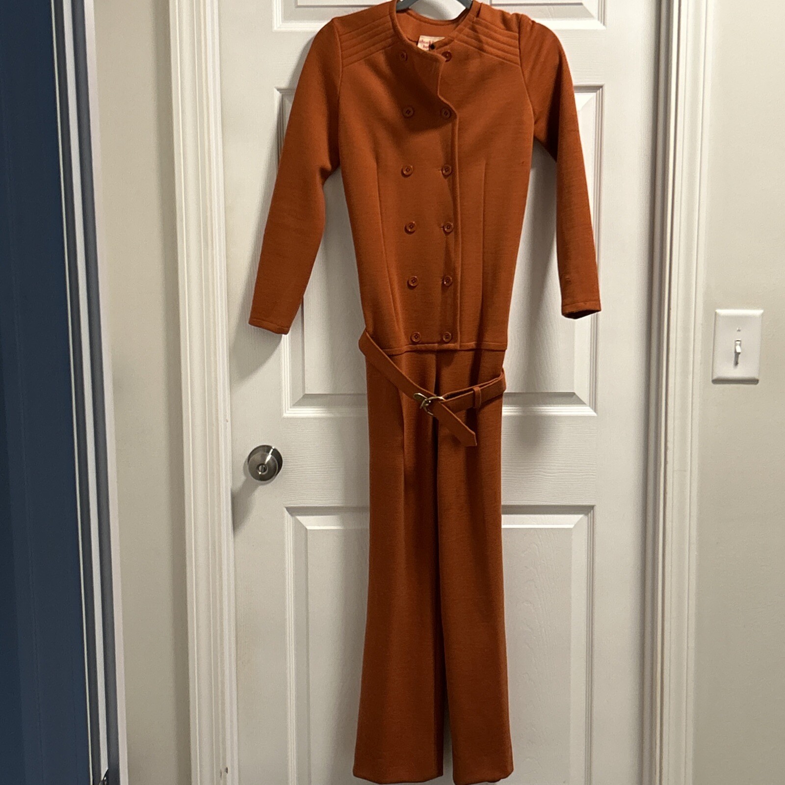 Vintage 70s jumper burnt orange color Chuck Howard boutique damage see DAMAGE