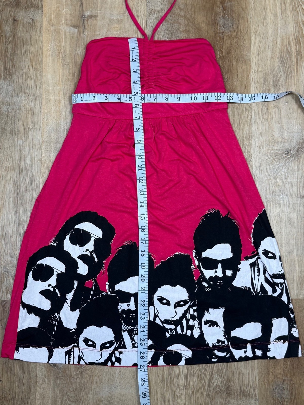 Rare Miss Sixty Vintage Pink Graphic Print Halter Dress Y2K Rock 'n’ Roll Small