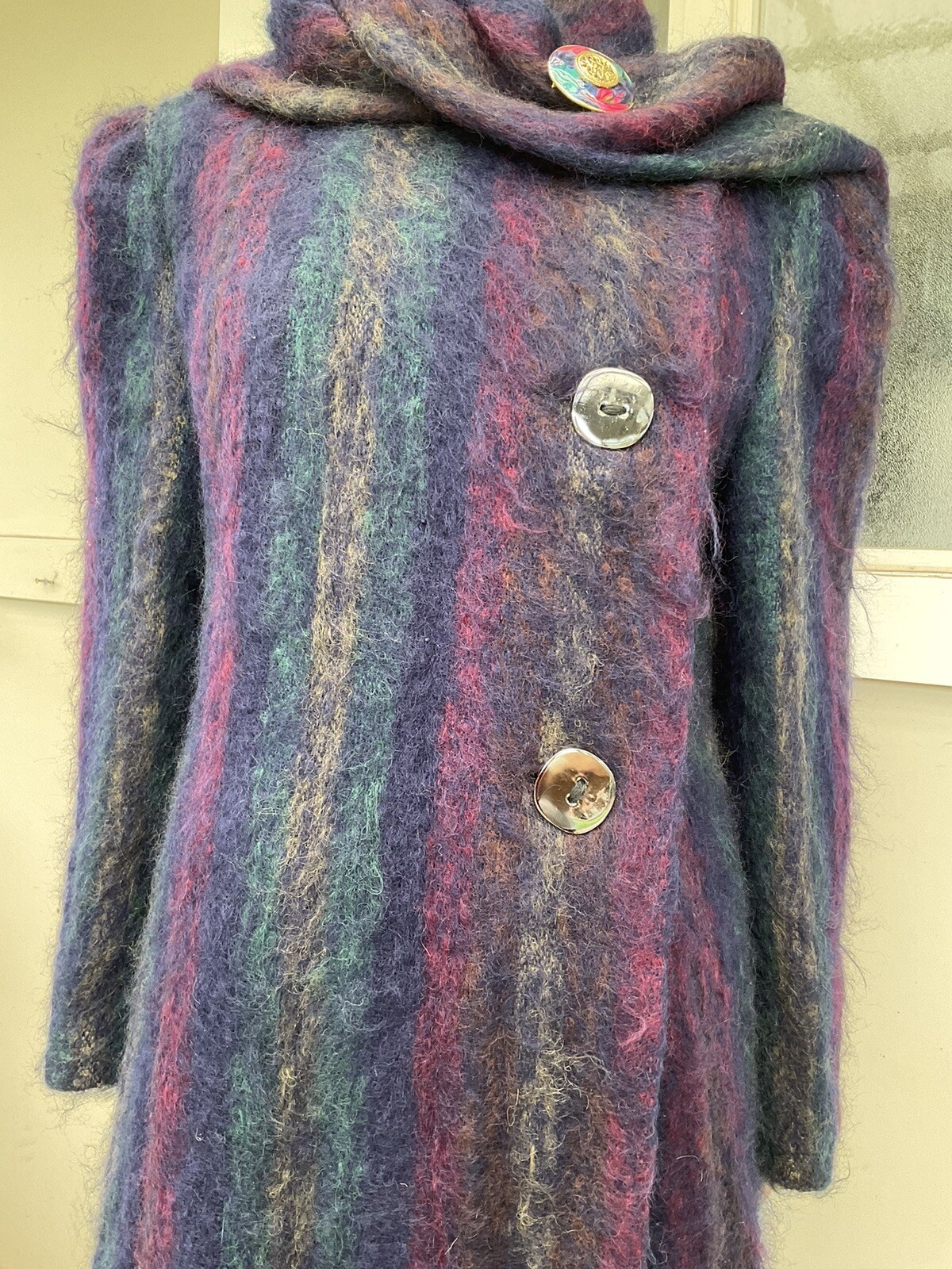 Vtg 70s Pauline Trigere Luxury Blue Mohair Ladies Coat 10/12