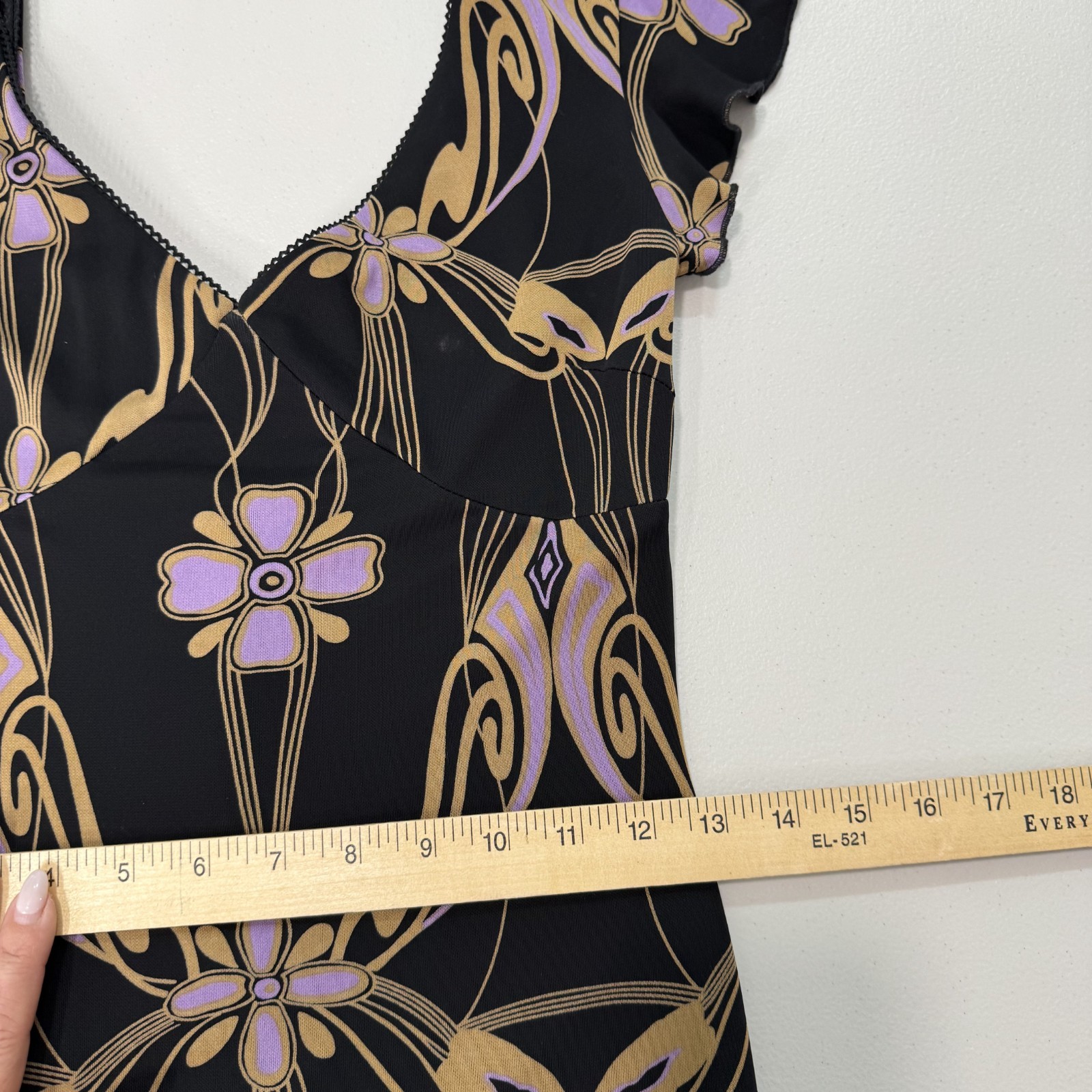 VTG 90s Y2K Guess Collection Dress Dark Art Nouveau Gothic Bodycon Midi USA