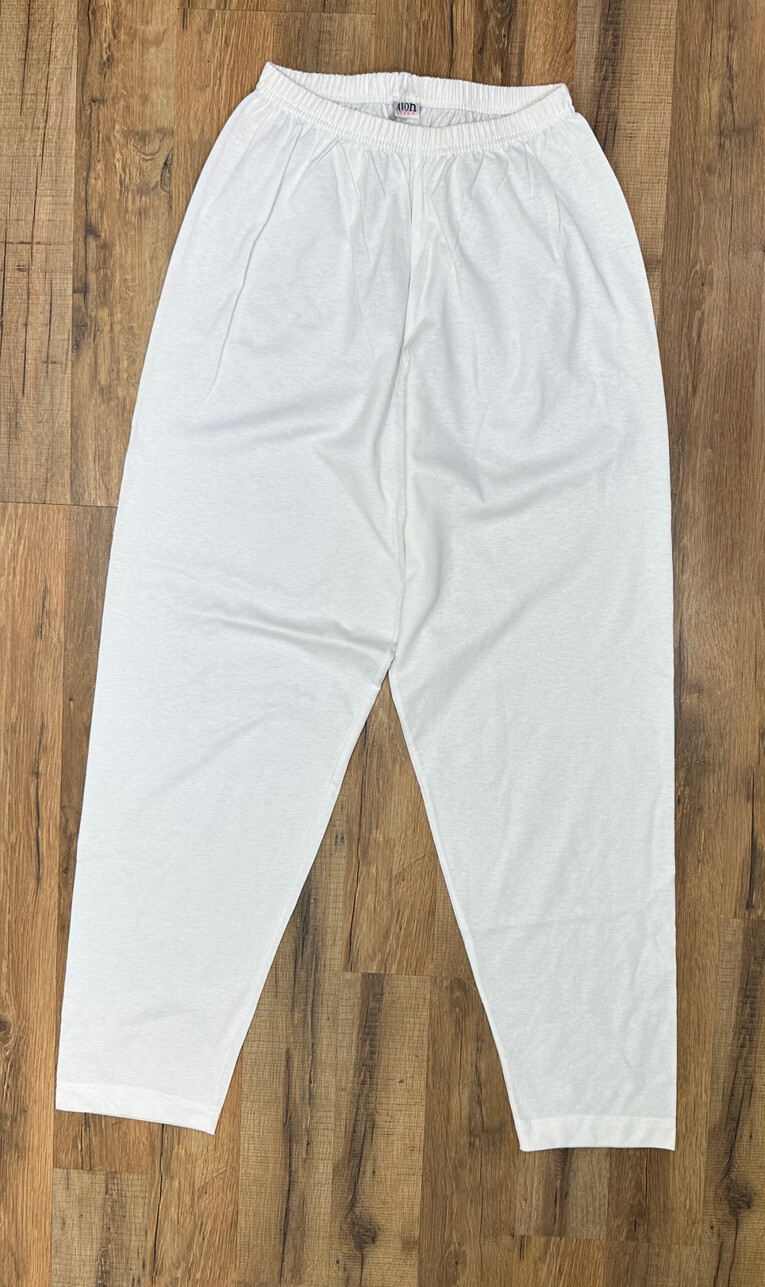 Vintage Avon Style 90’s Elastic White High Waist Cotton Blend Pants Large Comfy