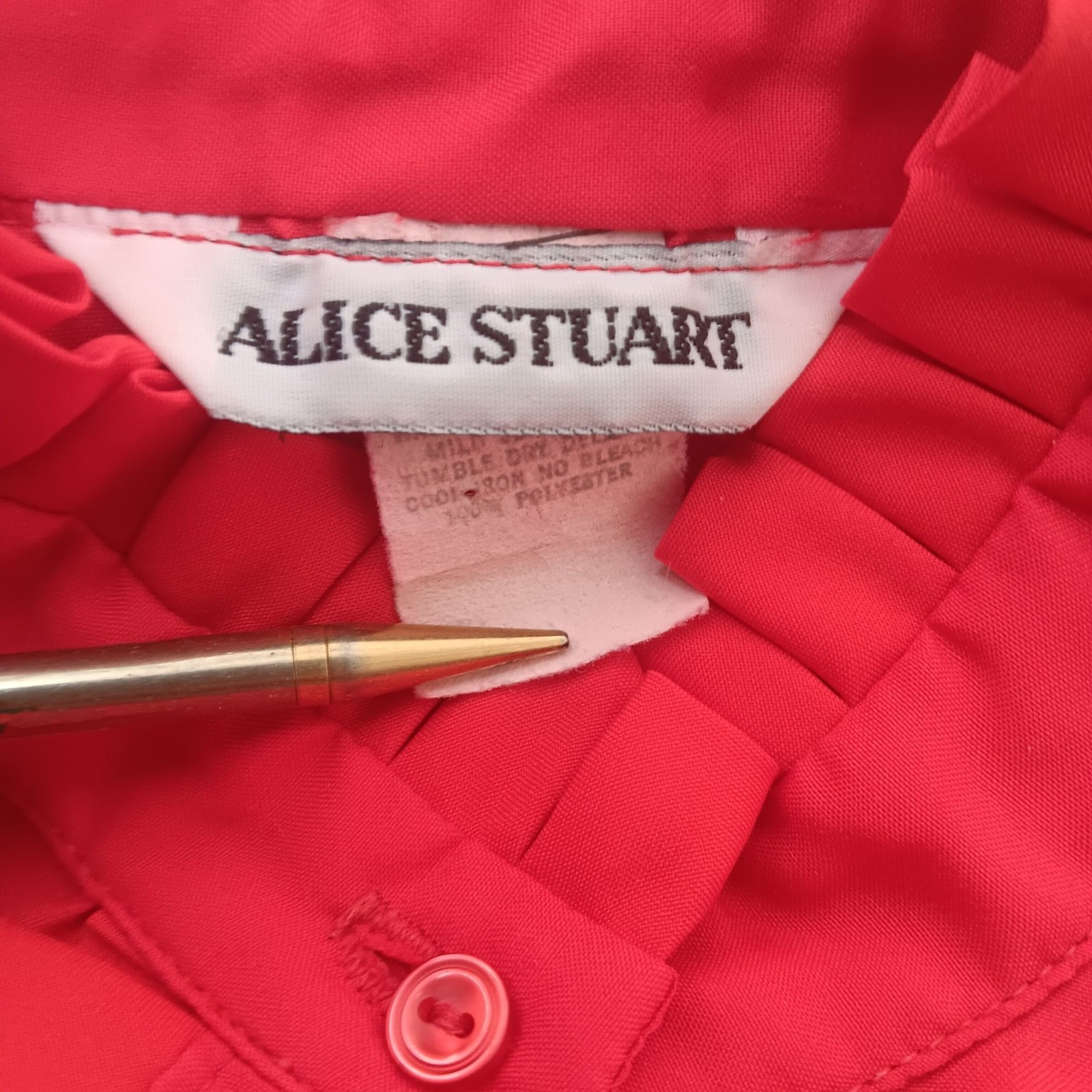 True Vintage Small Ruffle Top 1980’s Alice Stuart Blouse High Neck Secretary