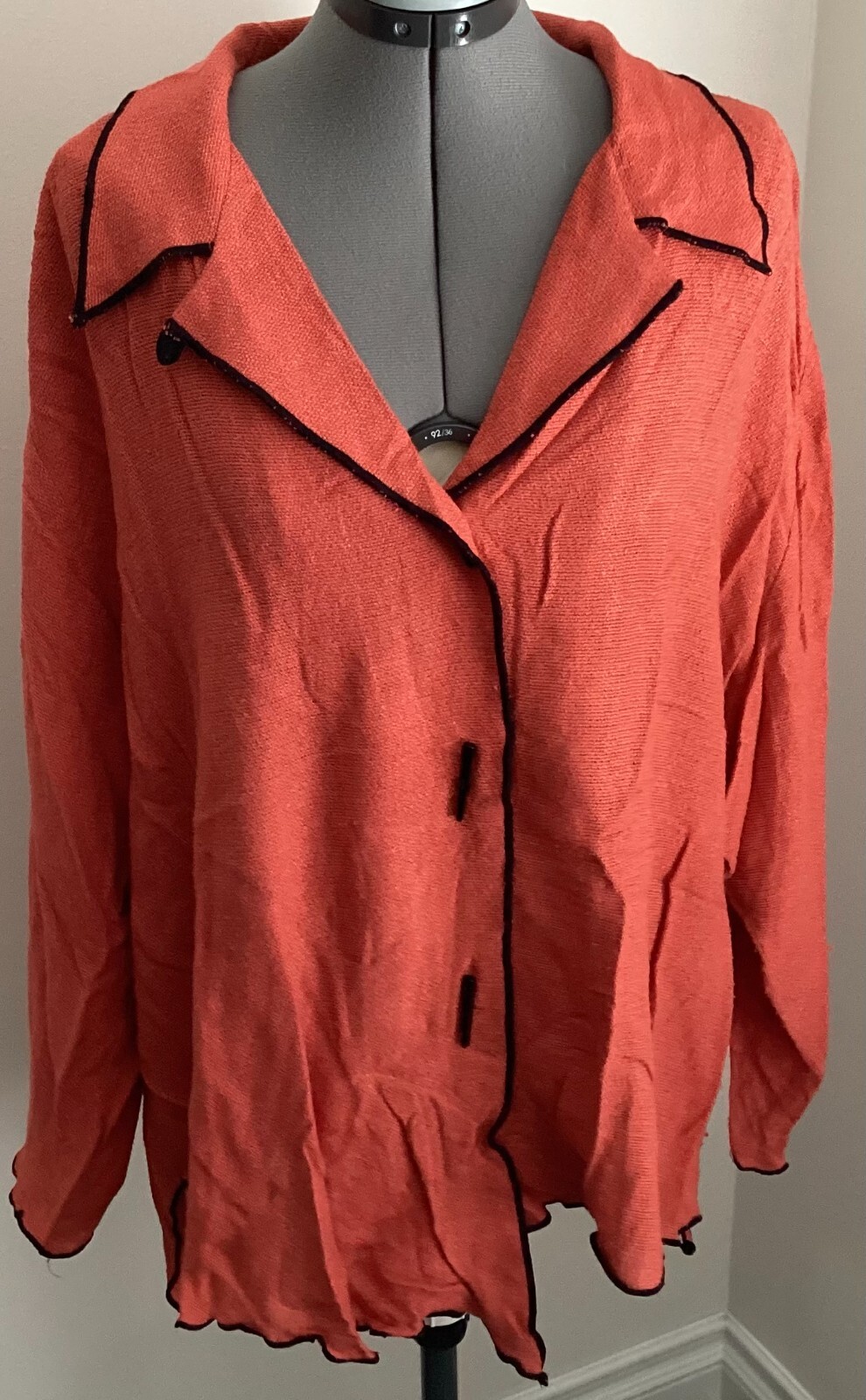 CAROLE TOMKINS BIG SHIRT Women’s Size 2 2X orange Lagenlook Buttons Artsy Blouse
