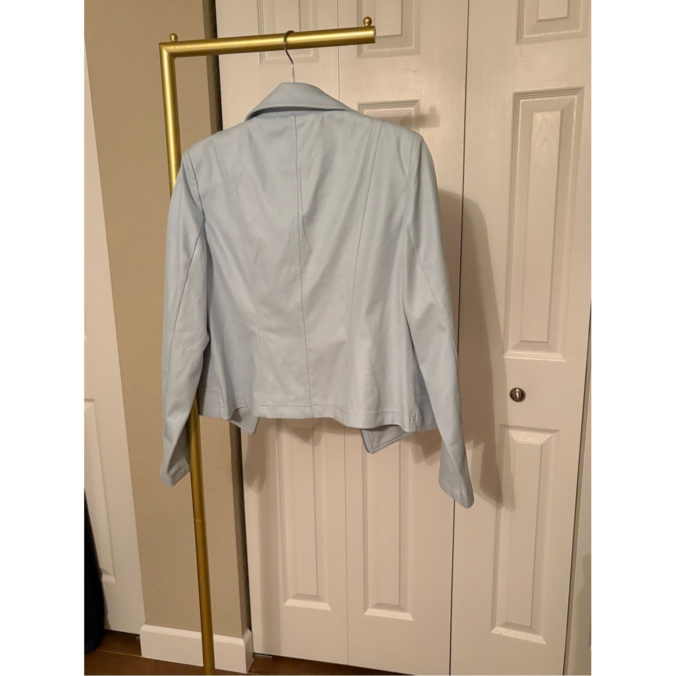 Charlie B Women’s Jacket NWT Pale Blue Retro Moto, Size L Timeless Edgy