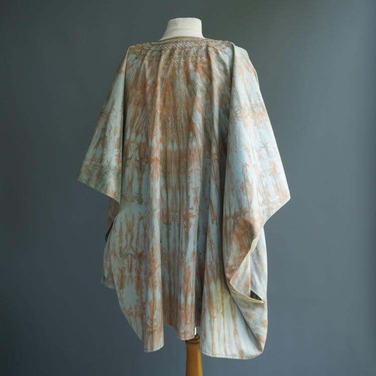 VTG Hippie Festival Psychedelic Dripping Tie Dye Tunic Cape Tribal Embroidery OS