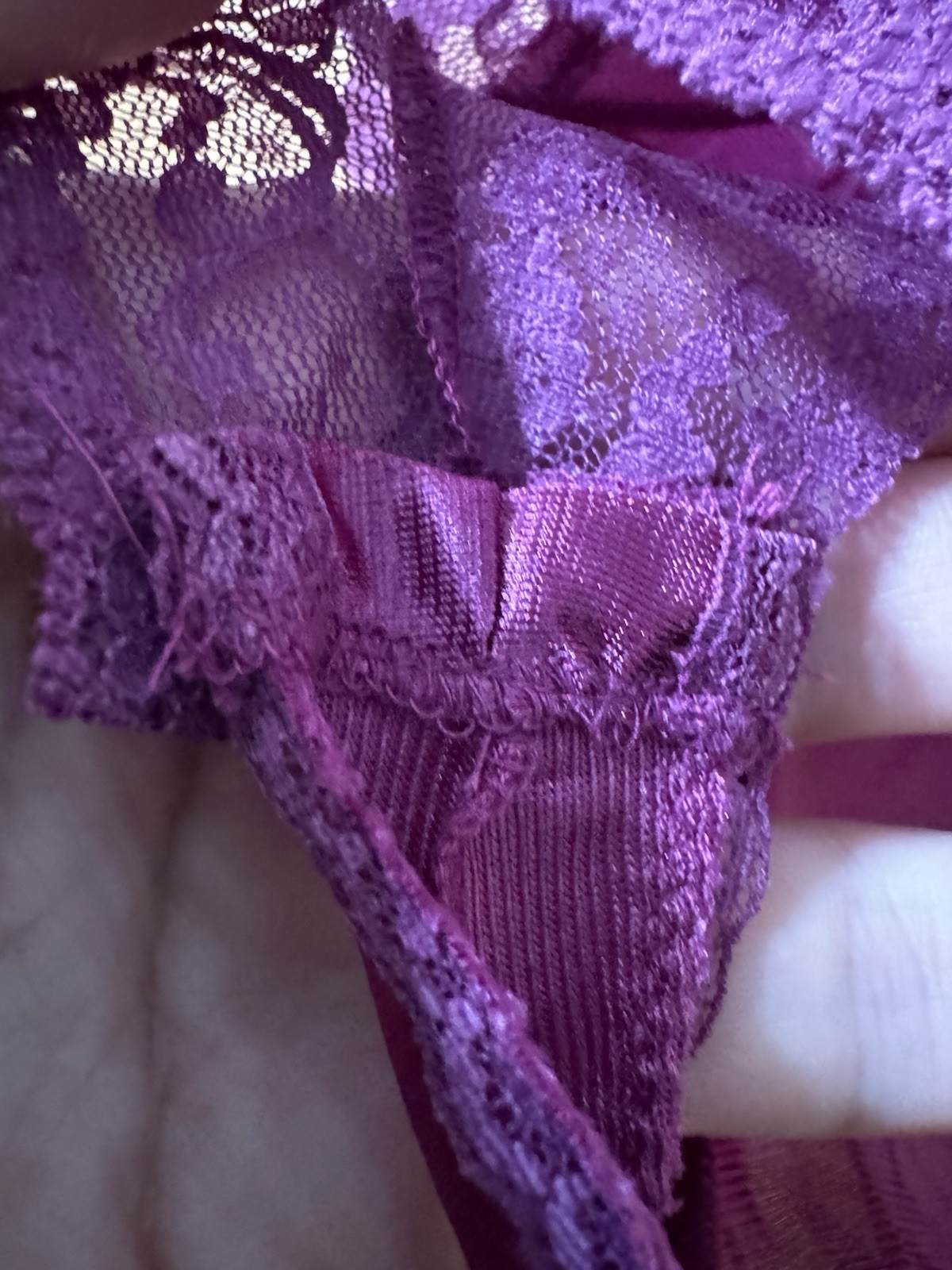 VTG 70s Teddy bodysuit Lingerie SZ P GRAPE PURPLE Lace Texsheen Women’s XS-S