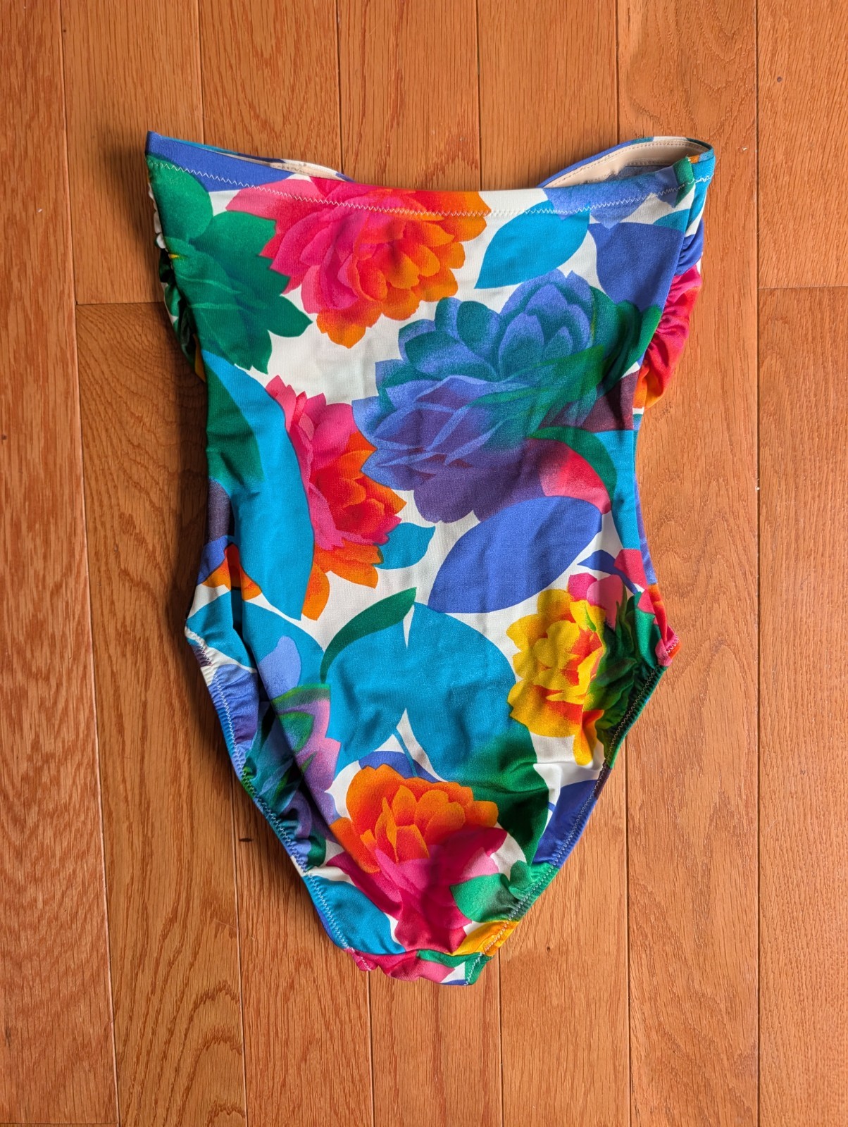 Vintage 80s Gottex For Saks Swim Suit High Leg Floral Retro Chic Lined Shelf Bra
