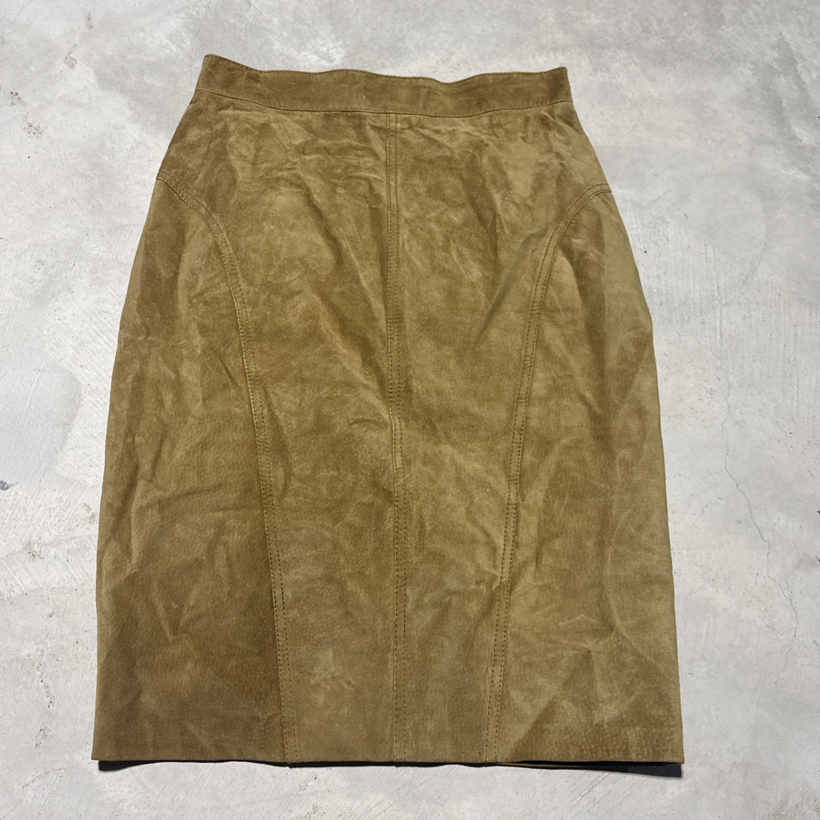Vintage Gucci Suede Leather Skirt Made In Italy SZ 44 Brown Classy 1980s