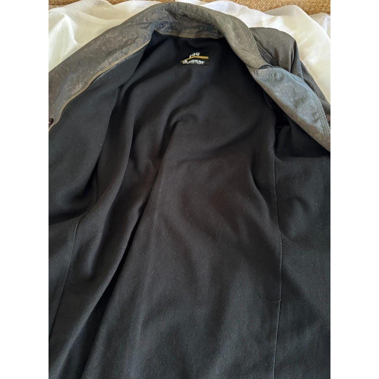Vintage 90s London Fog Blue Gray Jacquard Trench Duster Jacket Women’s Size 10