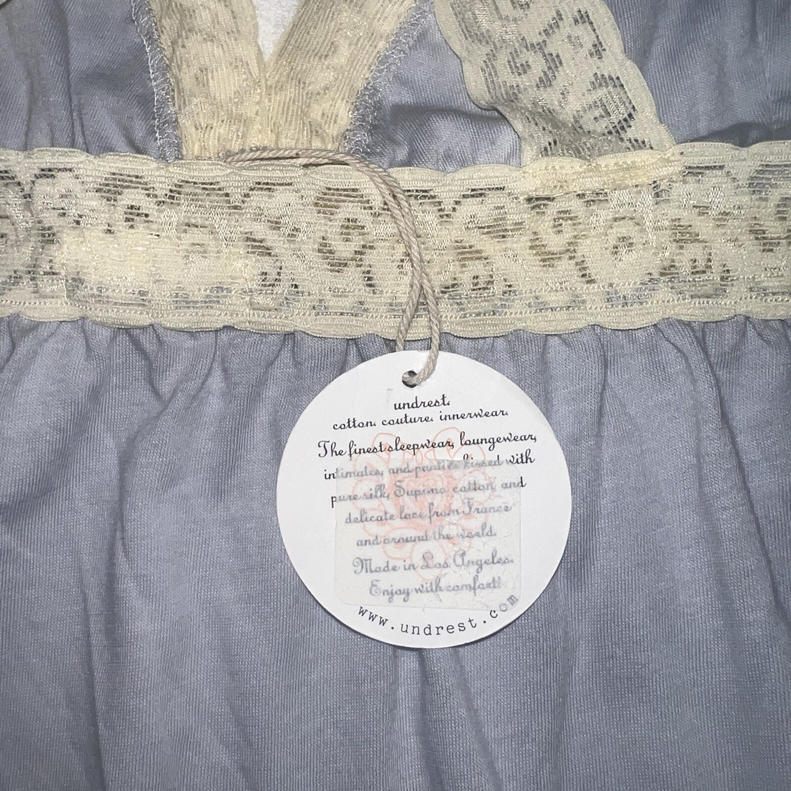 Authentic undrest NWT Vintage Lingerie French Blue Lace Supima Cotton Camisole L