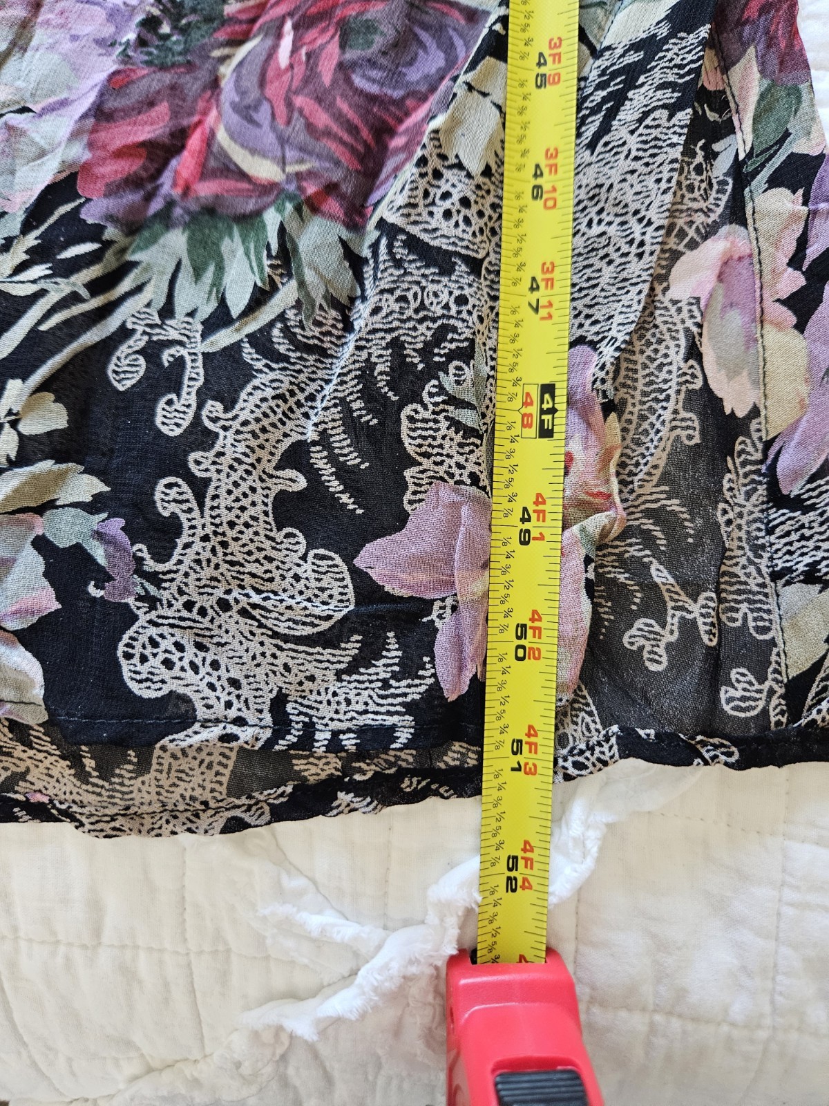 Vtg Lola P. Sheer Asian Ethnic Panel Floral Paisley Cheongsam Qipao Gown Top M