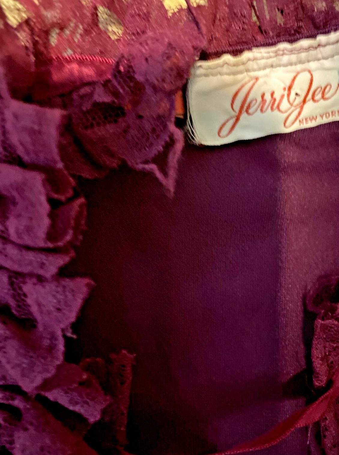 Jerri Gee Vtg 70’s S/S Lace/Ruffle Prairie Boho Victorian Dress Sz 7 PURPLE Y8