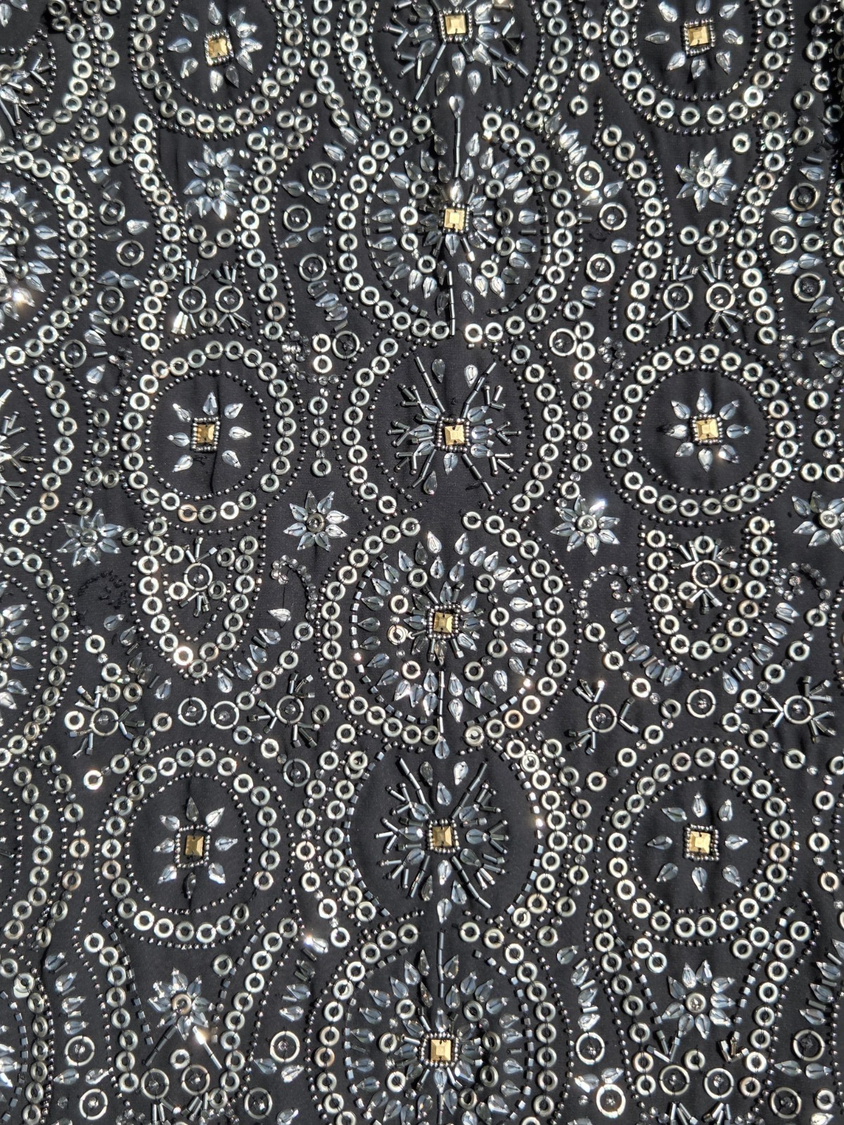 🍾Vintage Heavily Beaded Black Evening Dress Rhinestone Sequin Party Cocktail🍾