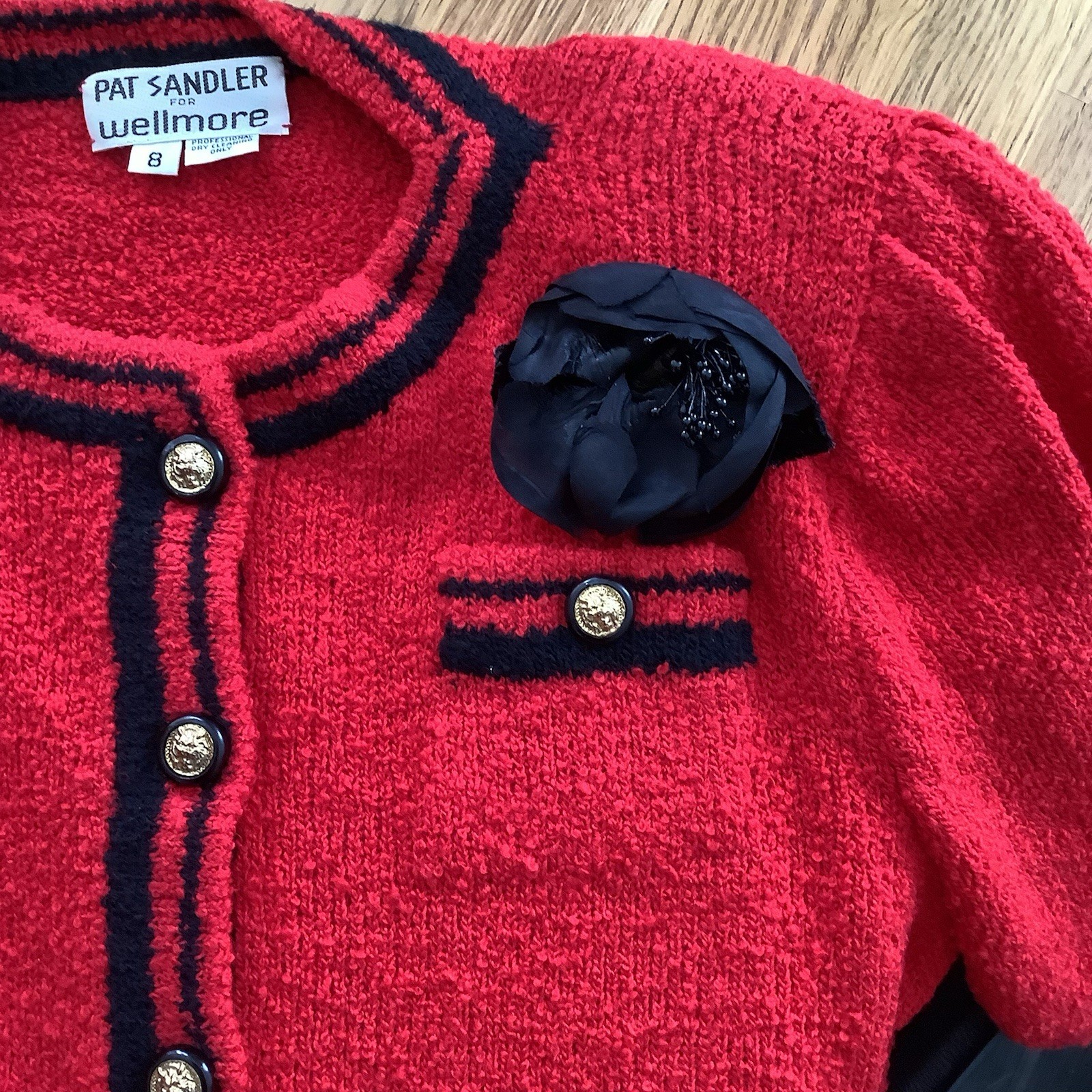 VTG 1980’s Pat Sandler for Wellmore Red BLK. Knit 2pc Dress SZ. 8 MINT Orig. 440