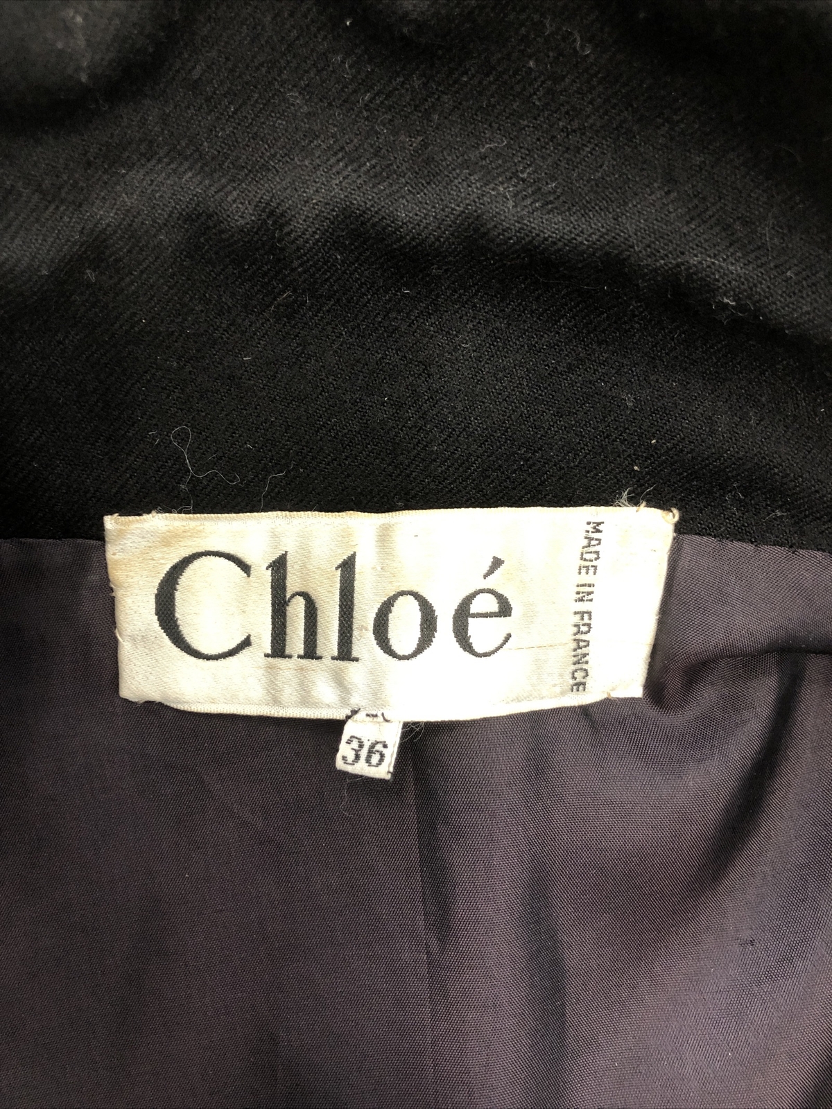 CHLOE VINTAGE BLACK JACKET MADE IN FRANCE SIZE 36