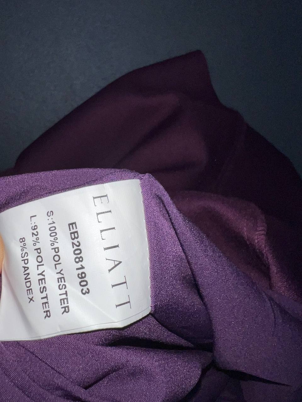 Elliatt Reception Cascade Ruffle Strapless plum prom wedding Dress sz L A008654