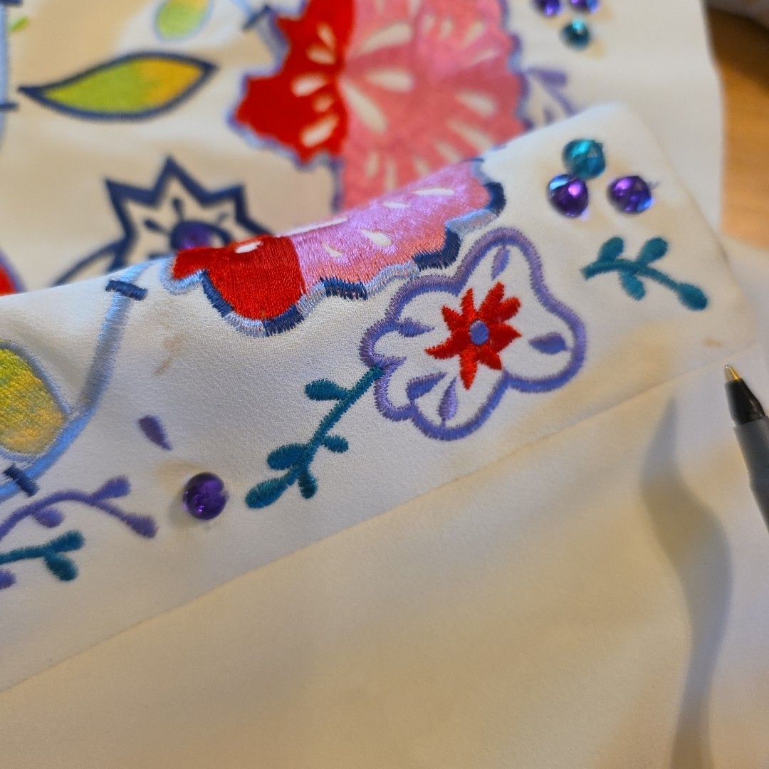 Vtg John Meyer of Norwich Floral Embroidered Jacket Blazer White Sz 16 Romania
