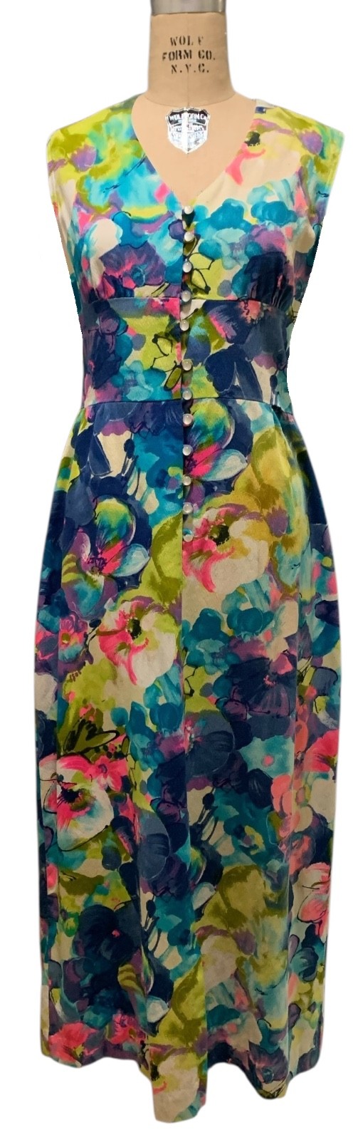 LIBERTY CIRCLE Vintage 60s Women’s Sleeveless Hawaiian Print Maxi Dress – Sz M