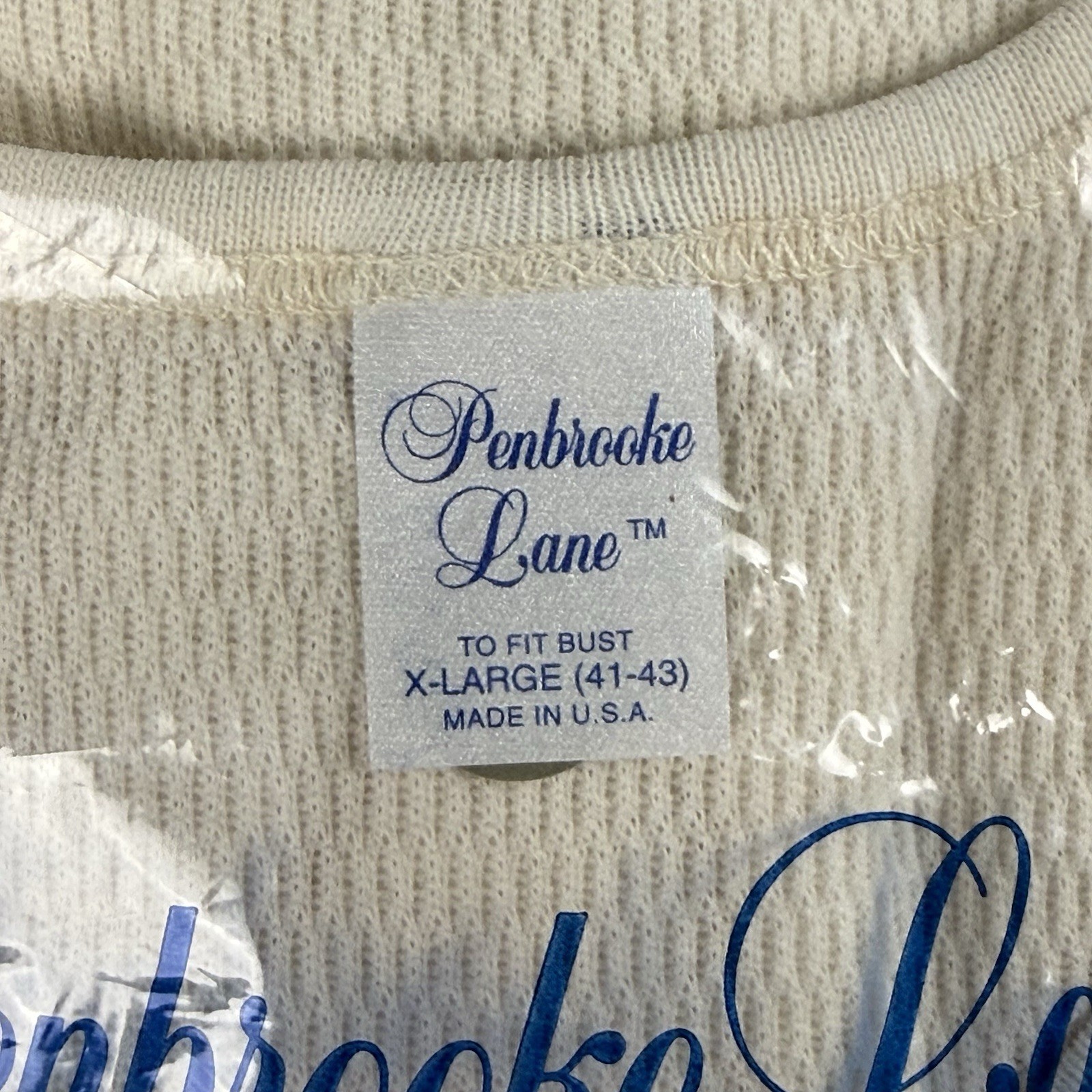 VTG Penbrooke Lane Ladies Knit Thermal Underwear XL Crew Neck Long Sleeve Shirt