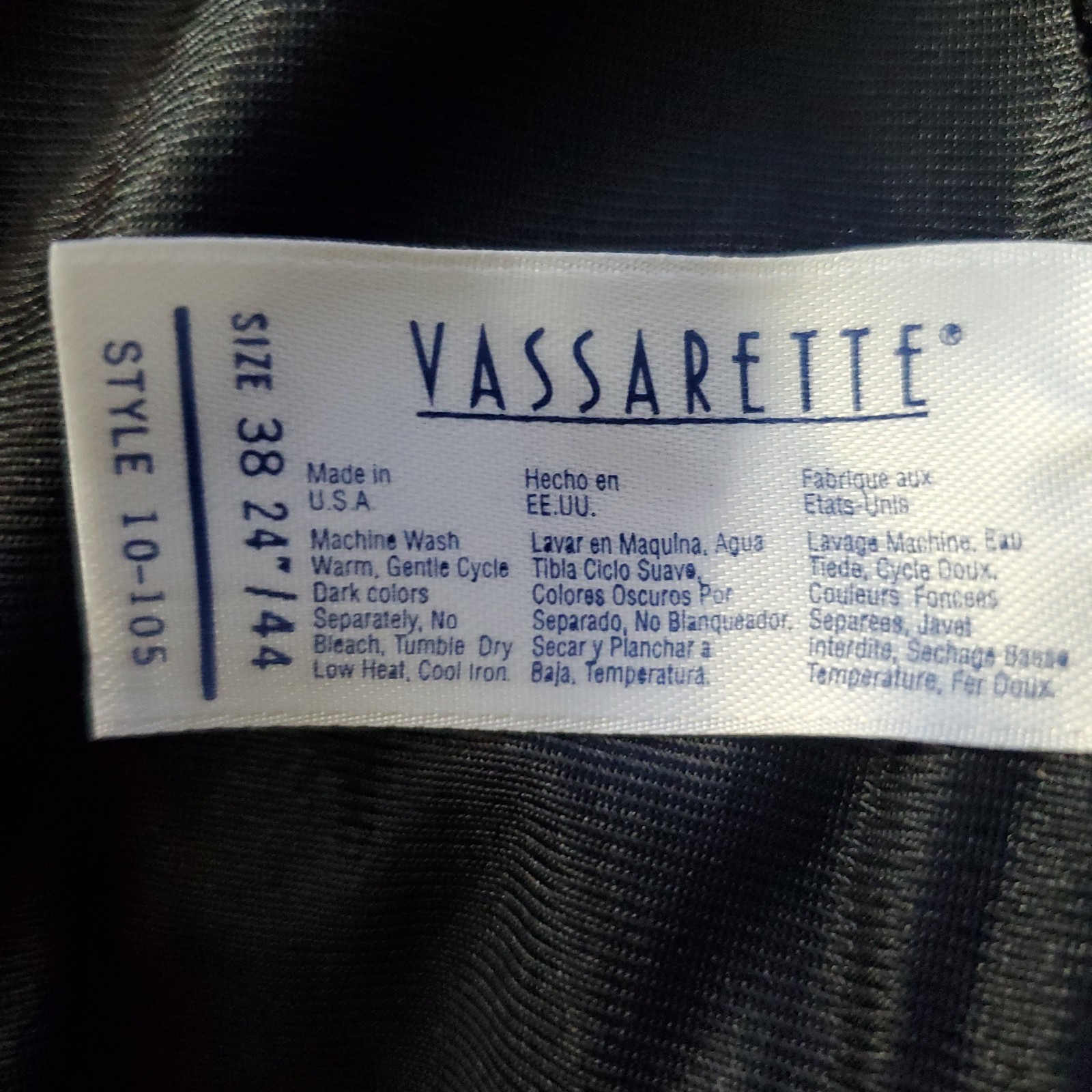VTG Vassarette Full Slip Lingerie Dress 38 24/44 Style 10-105 Nylon USA Black