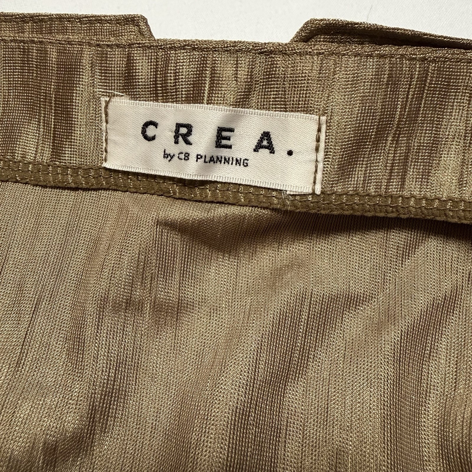 Vintage 90s Made in Japan CREA Bronze Gold Micro Pleated Metallic Top Blouse S/M