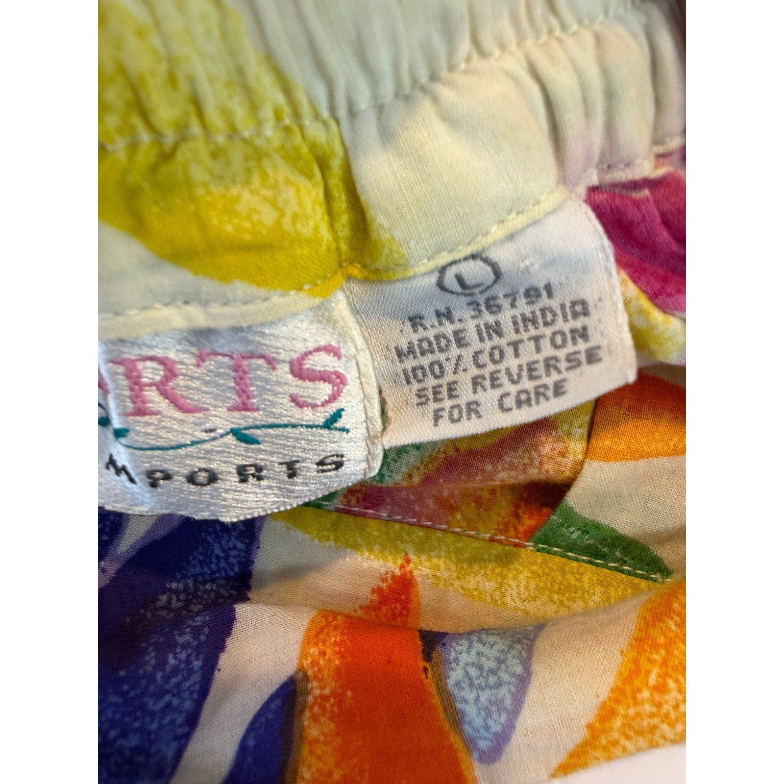 Vintage Passports of Pier 1 Imports Tropical Floral Cotton Midi Skirt Large