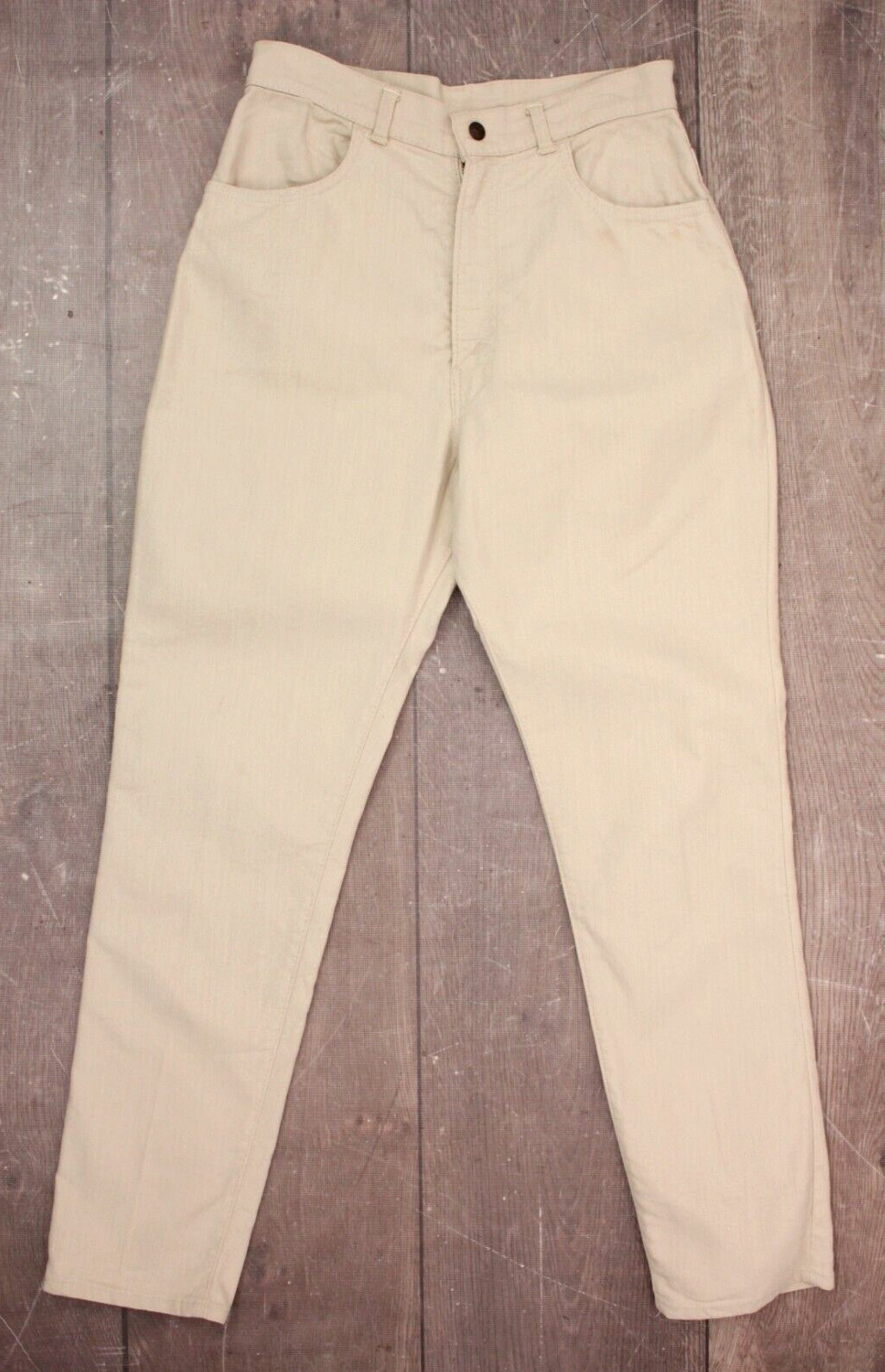 VTG Women’s 60s Levi’s Big E Cream Color Pants / Jeans Sz 28.5″ 1960s High Waist