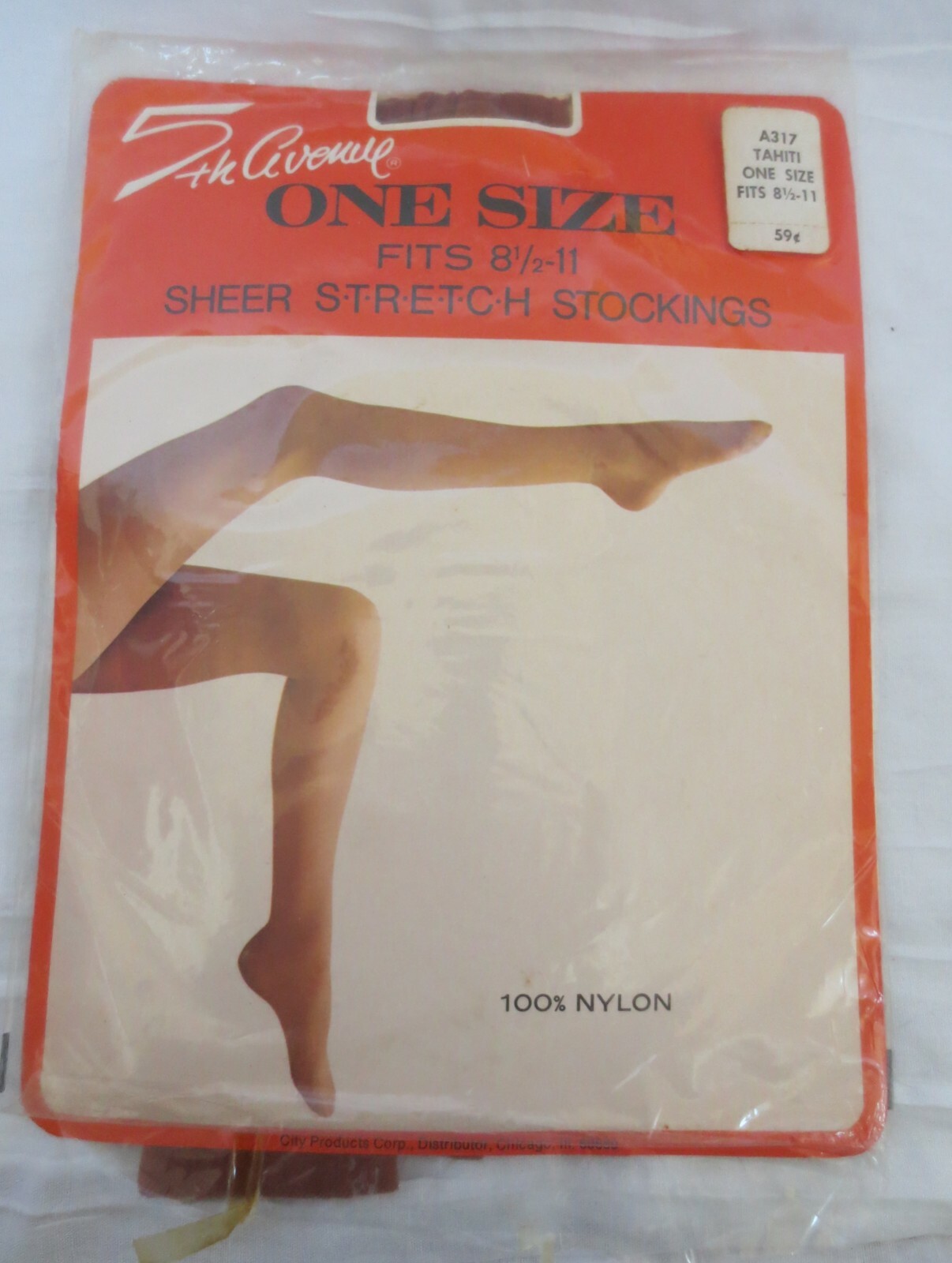 1 PR VINTAGE 5th Avenue sheer Stretch Seamless Tahiti stockings 8 1/2-11