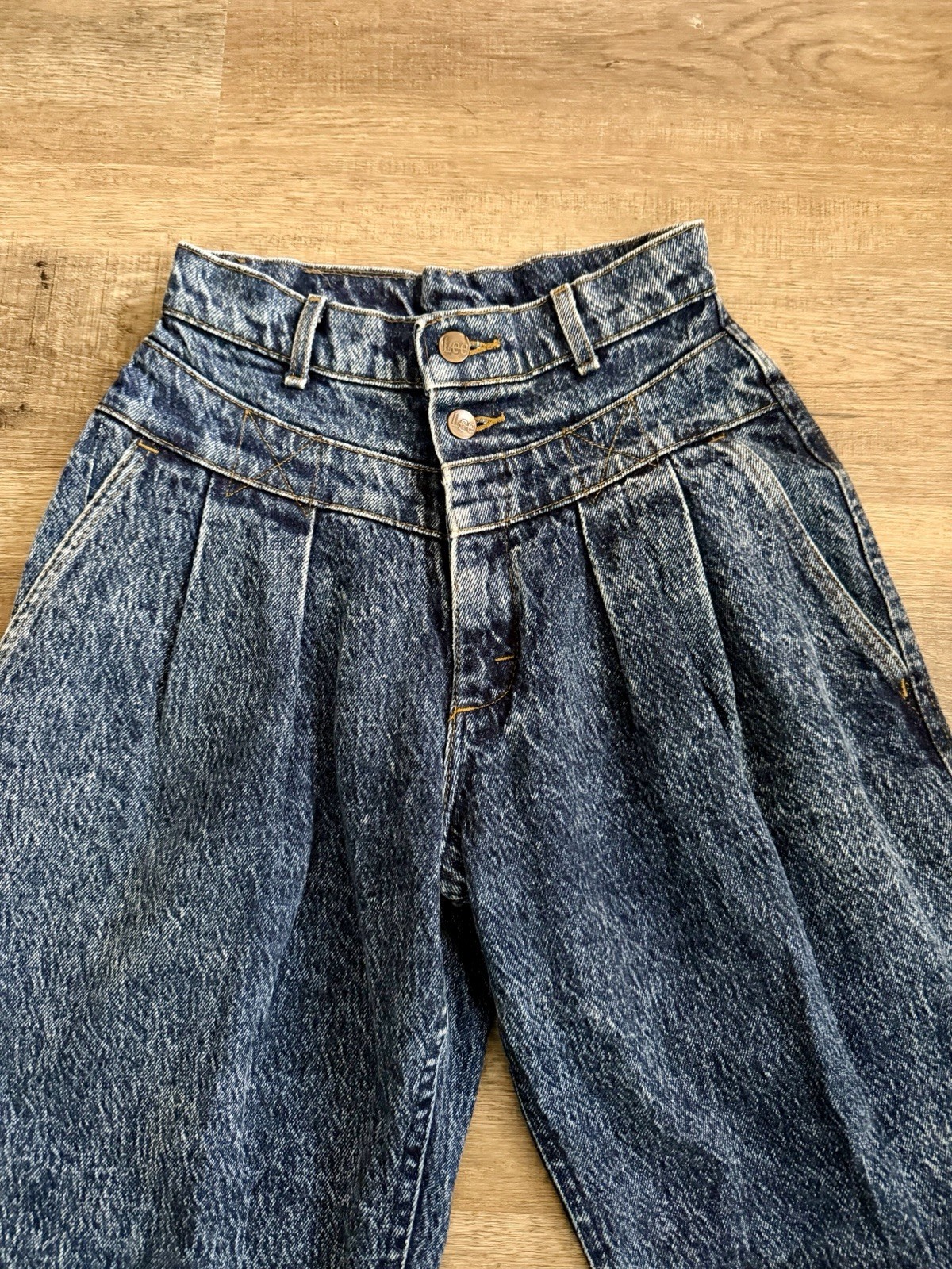 Lee Women’s Vintage High Waist Pleated Jeans 5 MED 25×32 Blue 100% Cotton
